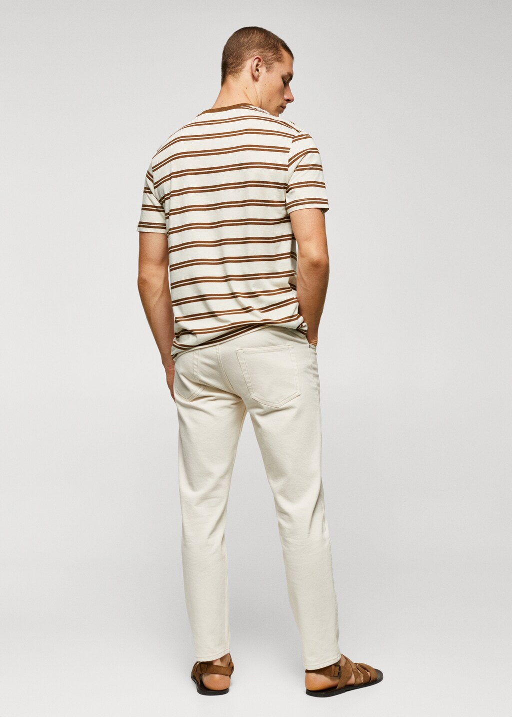 Striped modal cotton knitted t-shirt - Reverse of the article