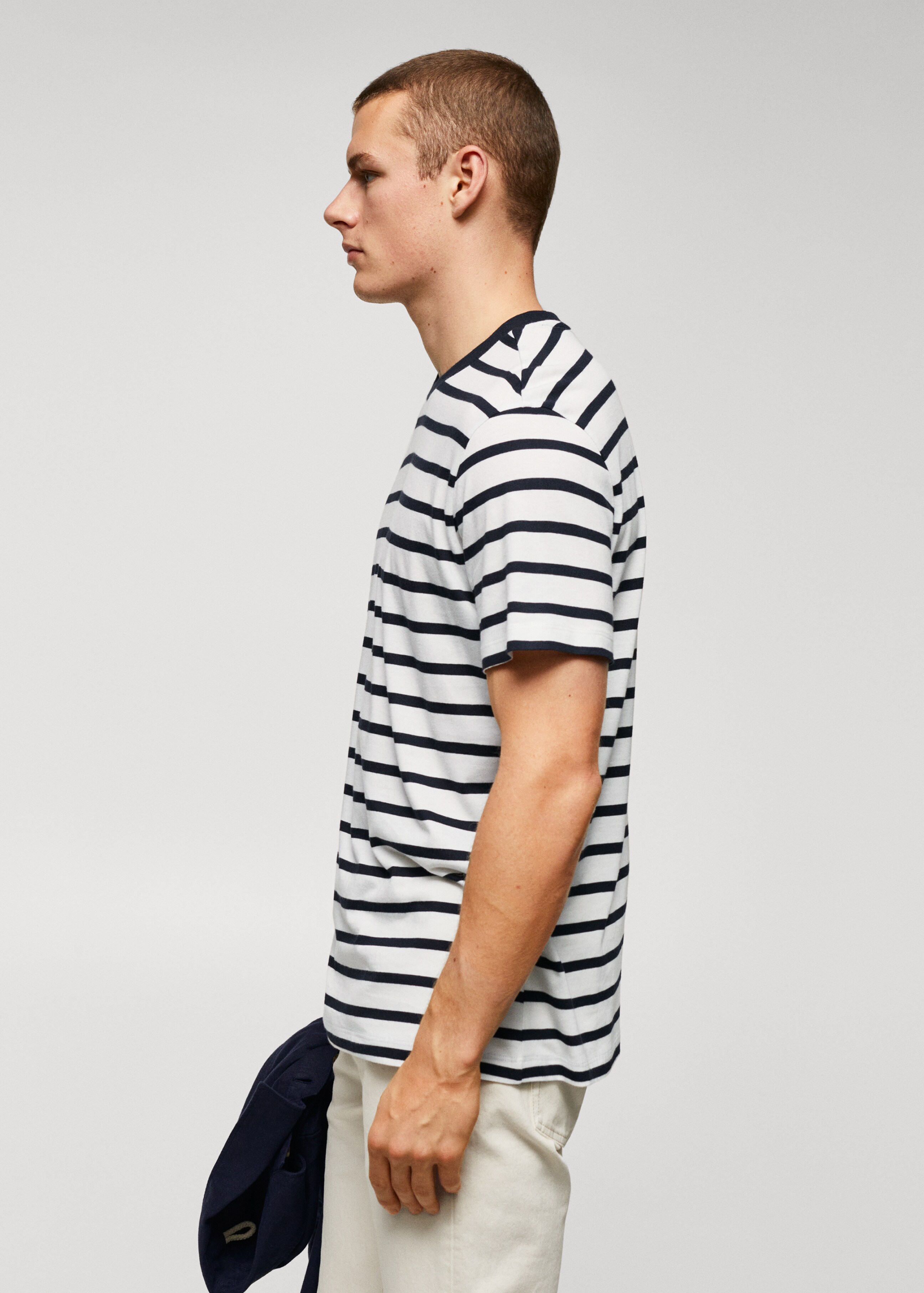 Striped modal cotton knitted t-shirt - Details of the article 2