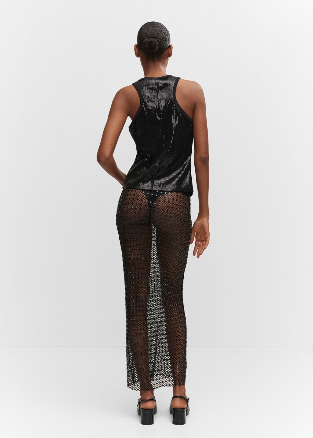 Rhinestone mesh skirt - Reverse of the article