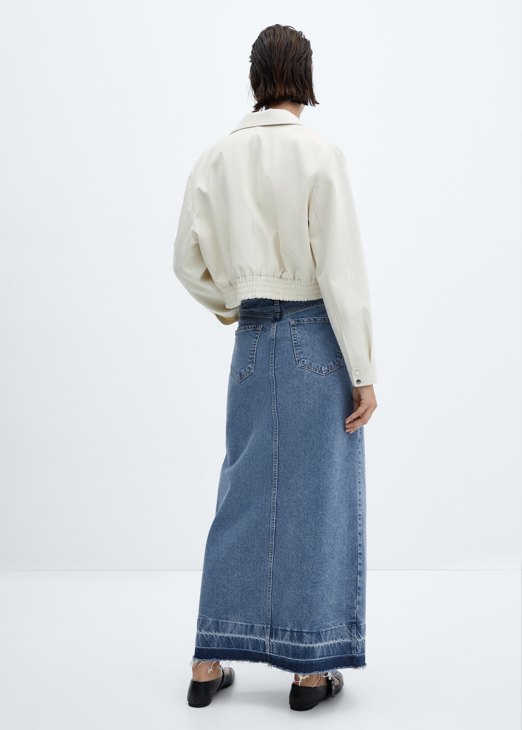 Long denim skirt - Reverse of the article