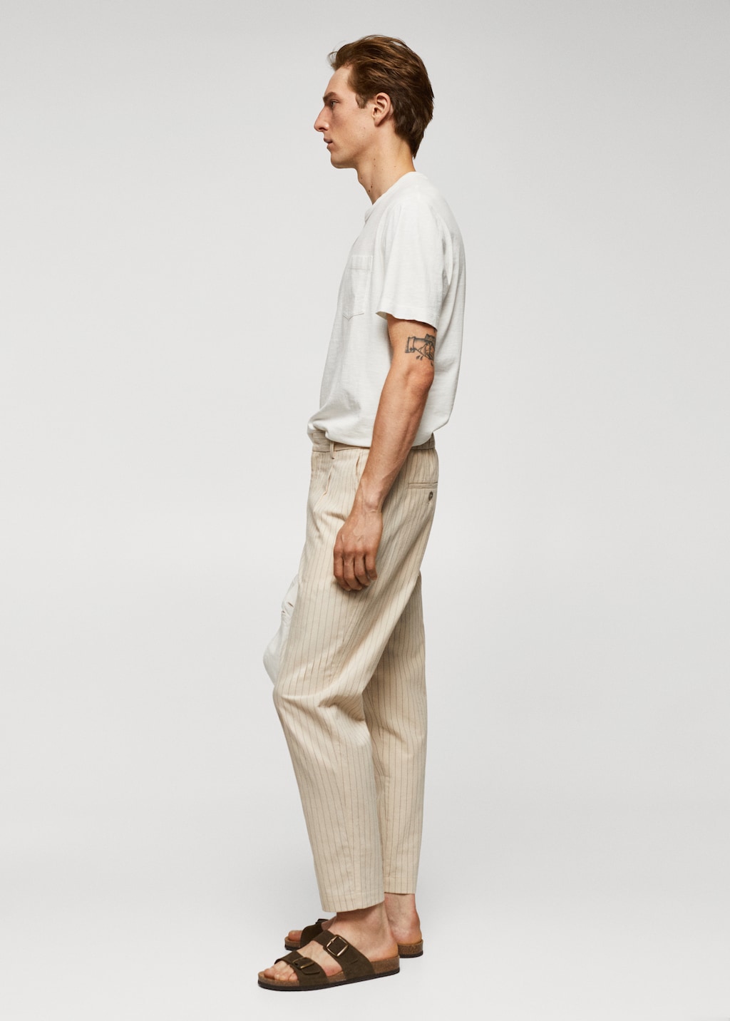 Cotton-linen seersucker trousers