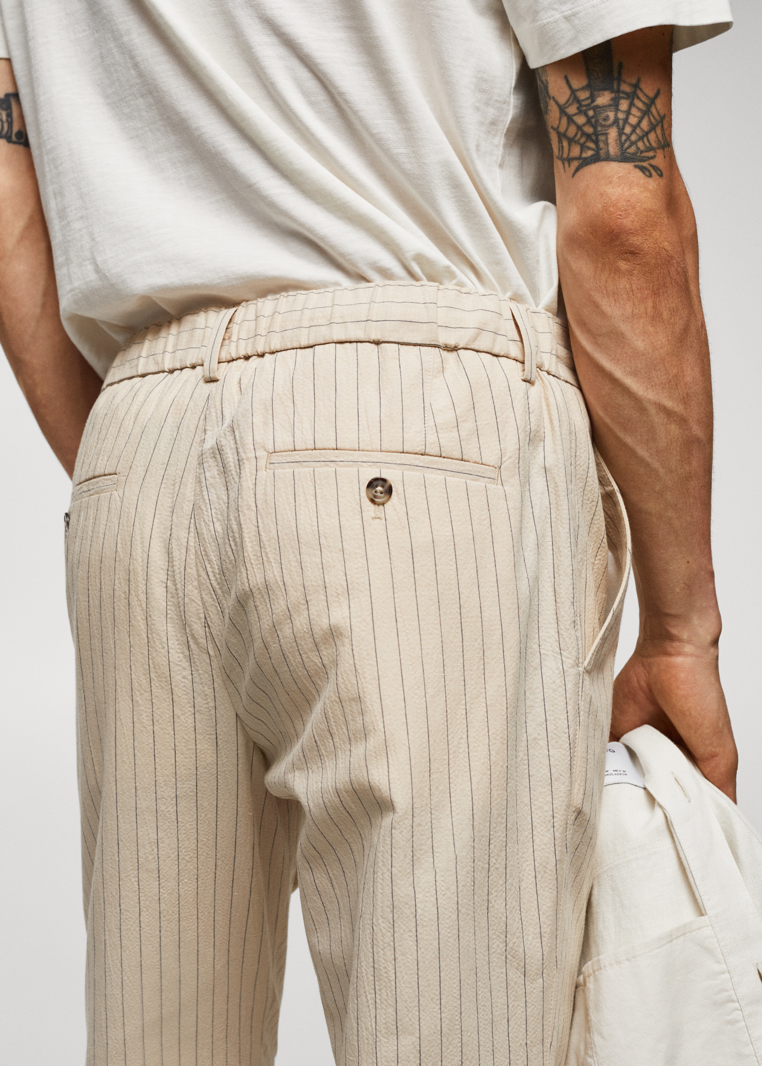 Cotton-linen seersucker trousers - Details of the article 4