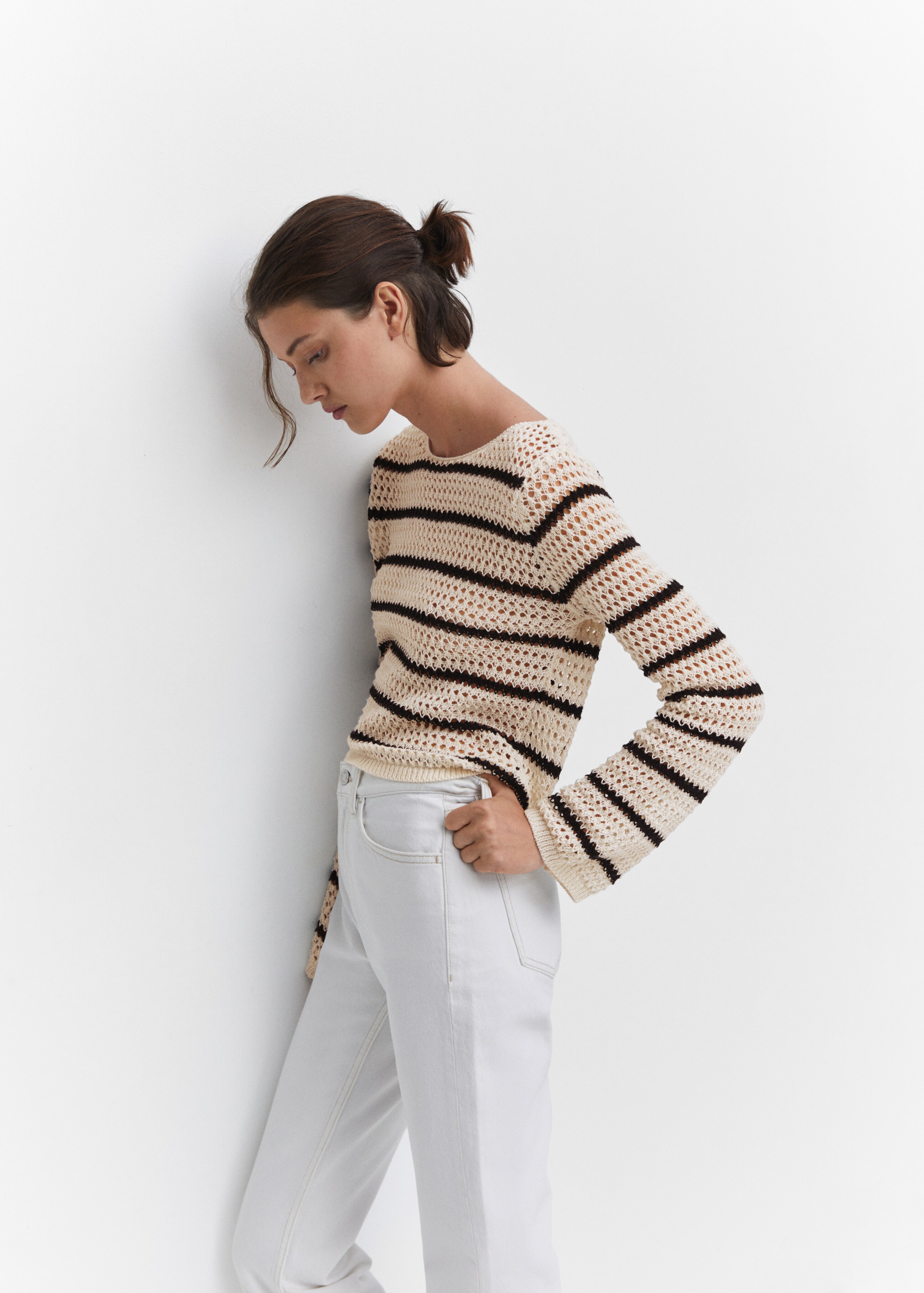 Striped openwork knit sweater - Details of the article 2