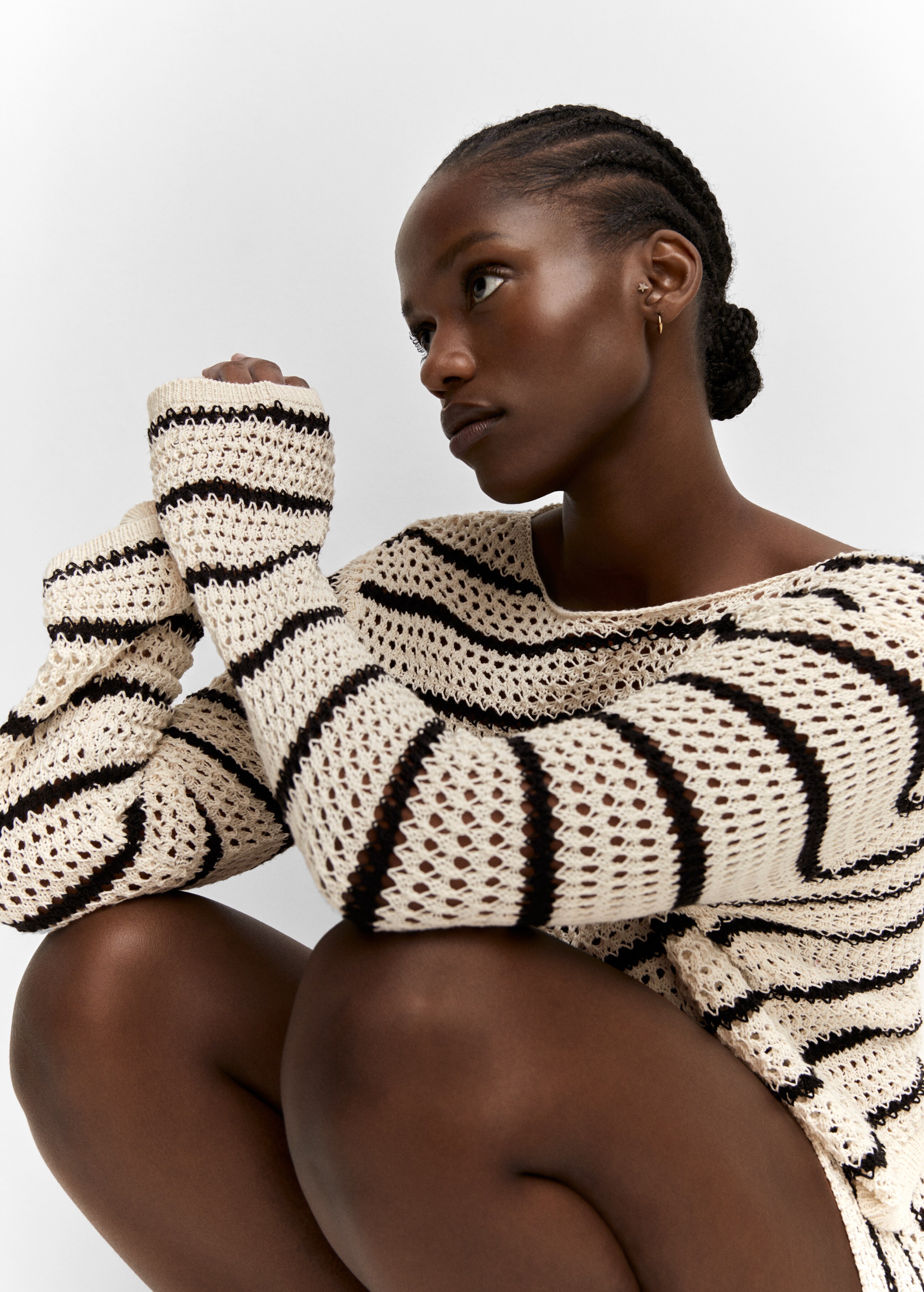 Striped openwork knit sweater - Details of the article 4