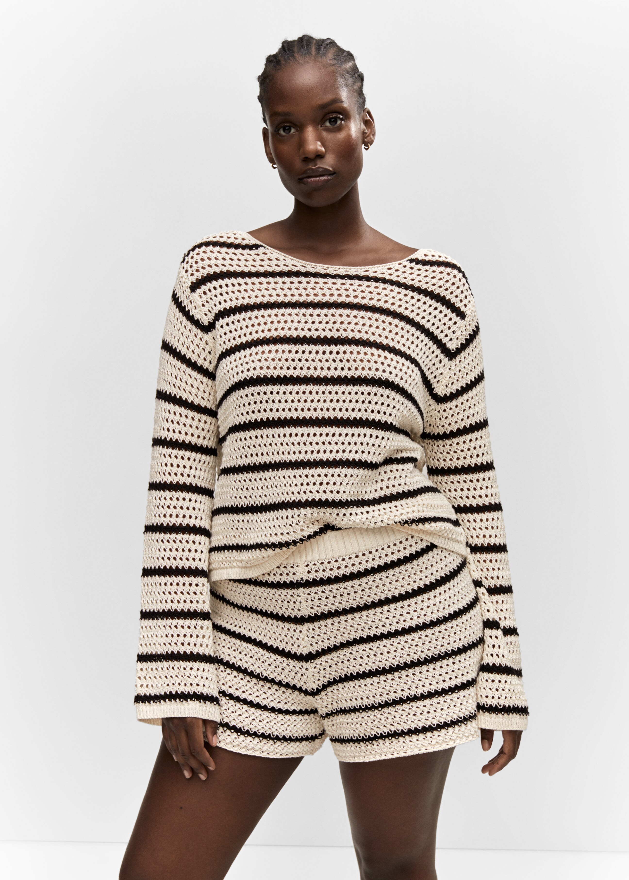 Striped openwork knit sweater - Details of the article 5