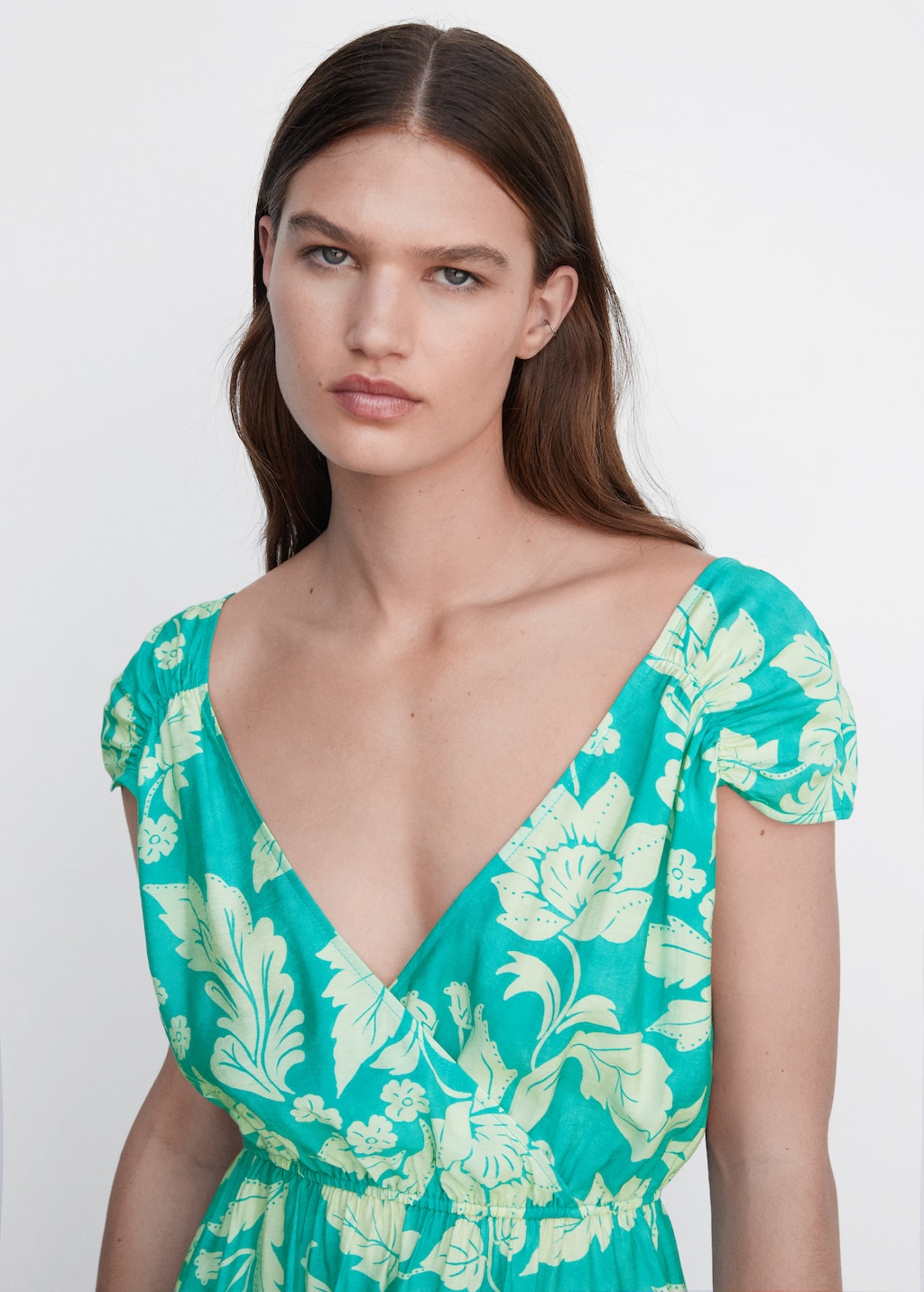 Floral wrap neckline dress - Details of the article 1