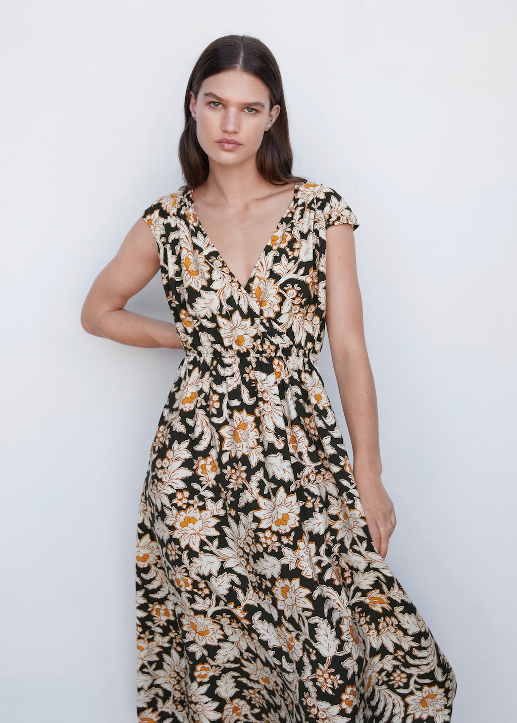 Floral wrap neckline dress - Medium plane