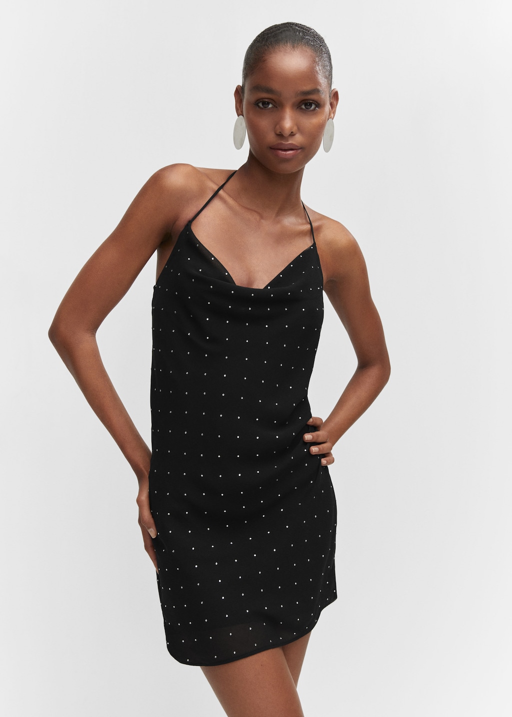 Draped neckline dress with rhinestones - Medium plane