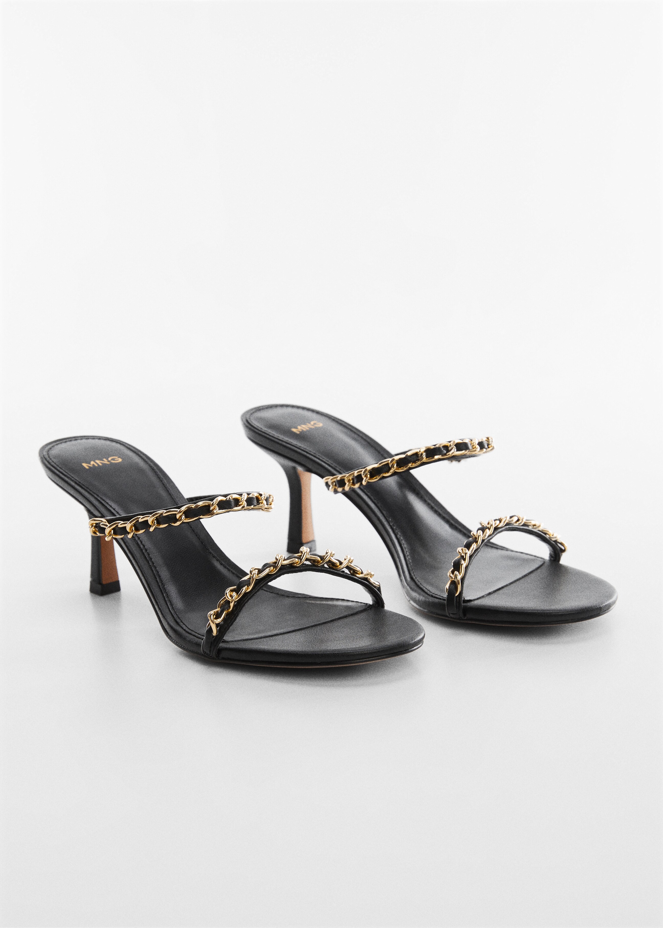 High-heeled sandals with chain detail - Medium plane
