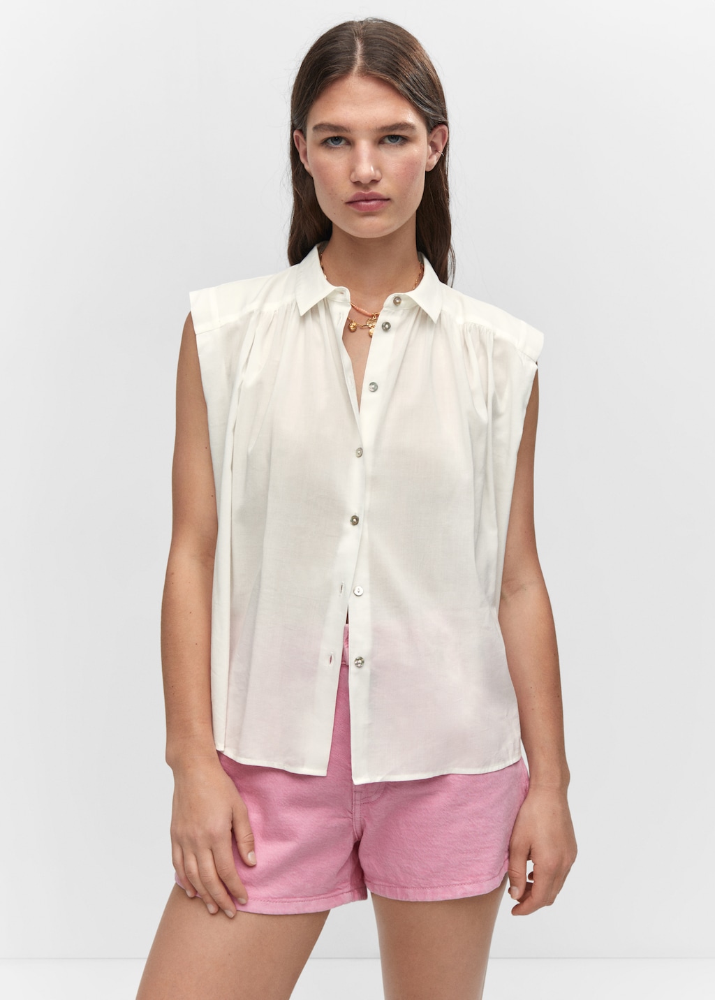 Mouwloze blouse met knopen - Middenvlak