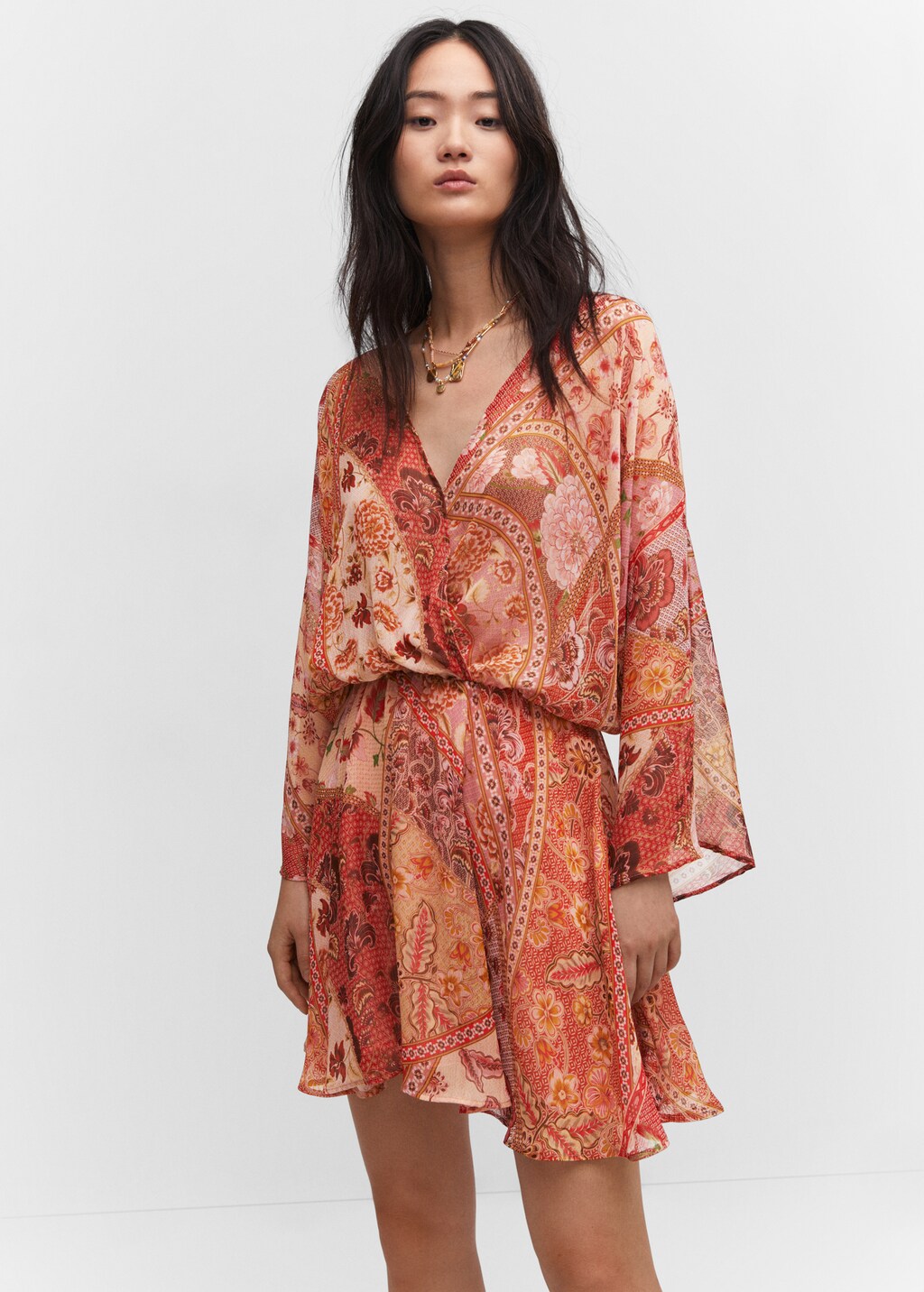 Printed chiffon dress - Medium plane