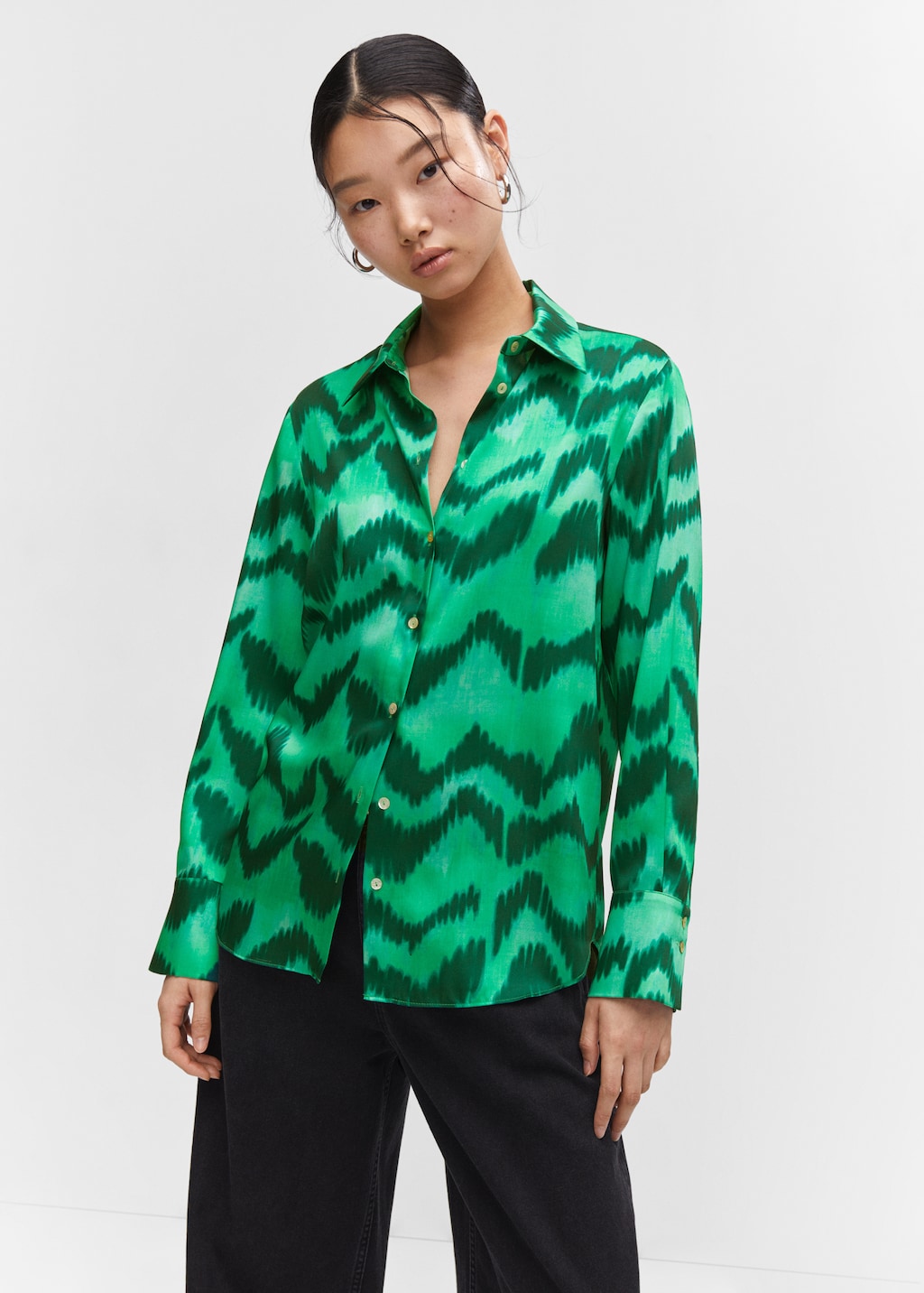 Satin print shirt - Medium plane