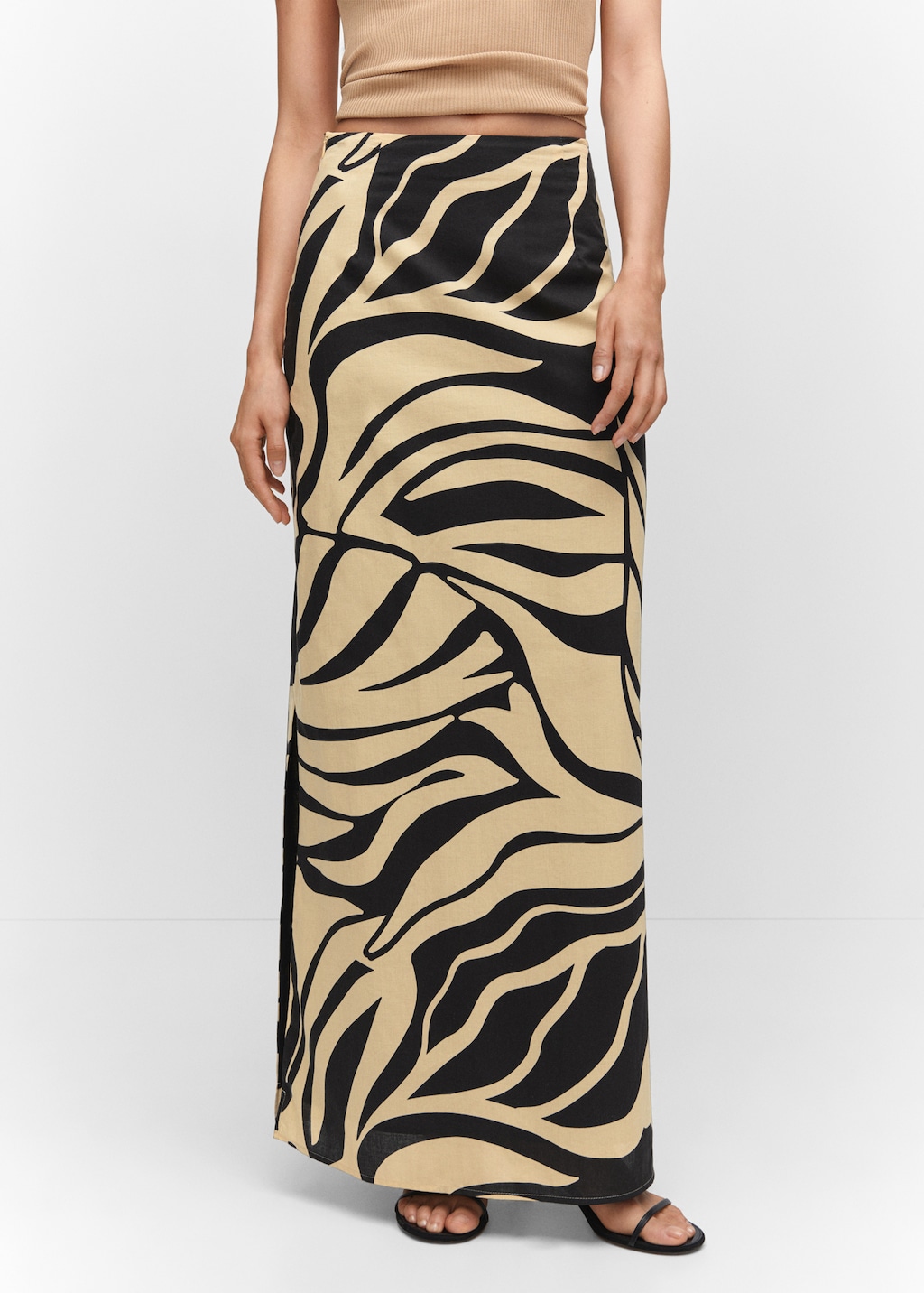 Slit printed long skirt Women MANGO OUTLET USA