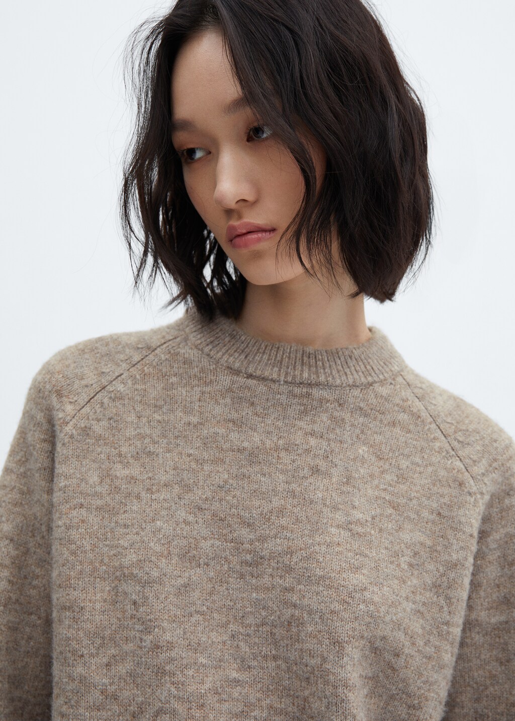 Cotton-linen round-neck knitted sweater - Details of the article 1