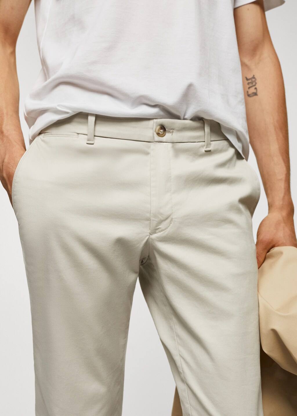 Slim fit serge chino trousers - Details of the article 1