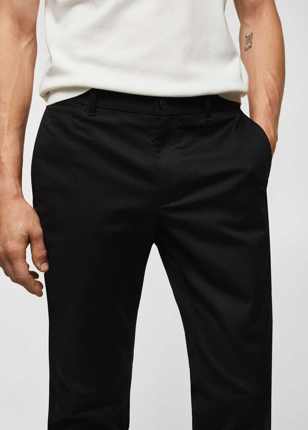 Slim fit serge chino trousers - Details of the article 1