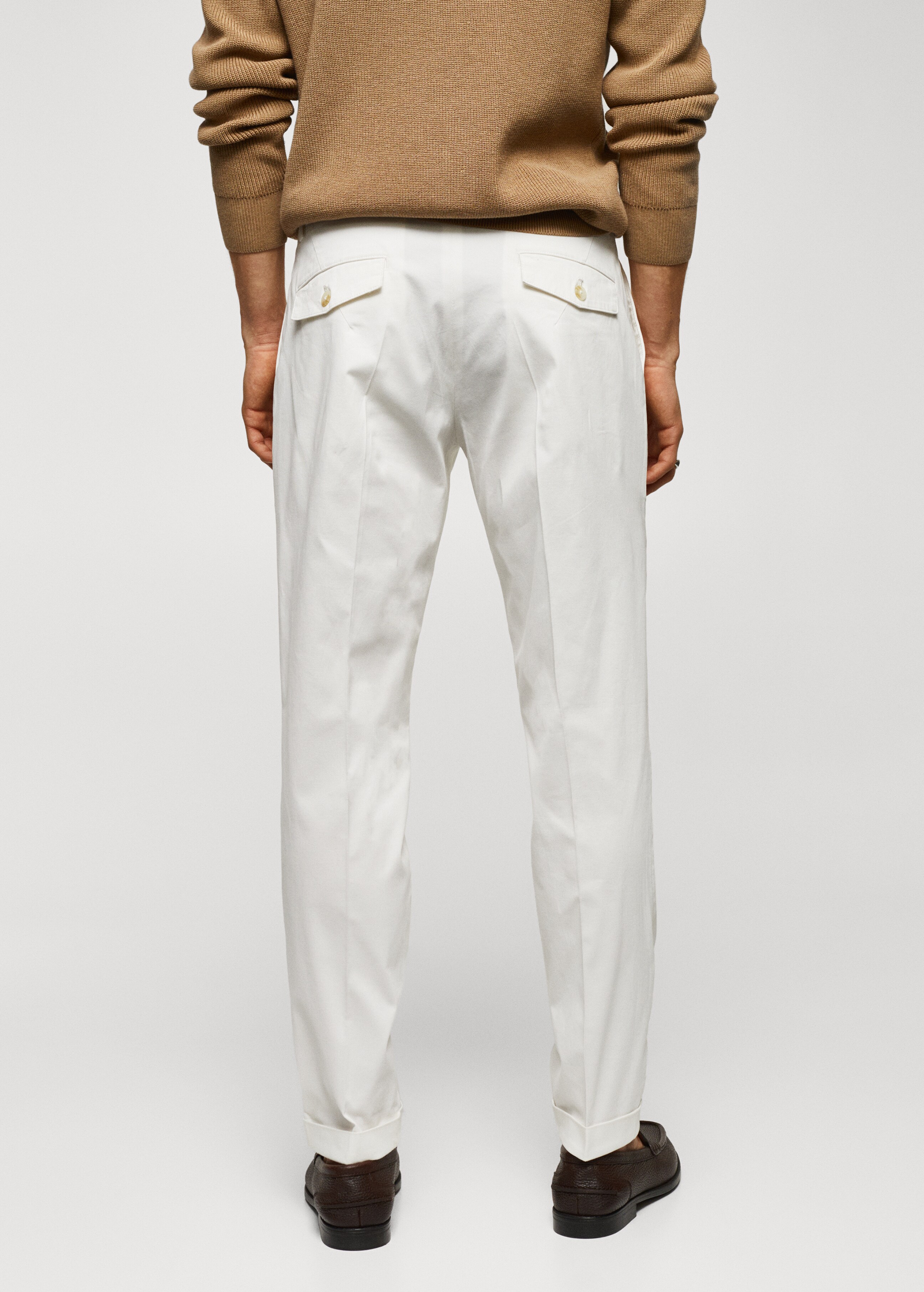 Slim-fit cotton pleated trousers - Reverse of the article