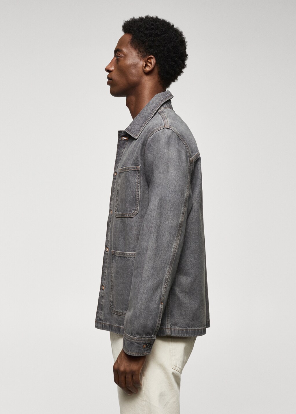 Cotton denim overshirt with pockets - Details of the article 2