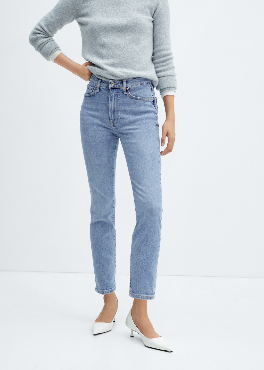 Claudia slim-fit cropped jeans - Medium plane