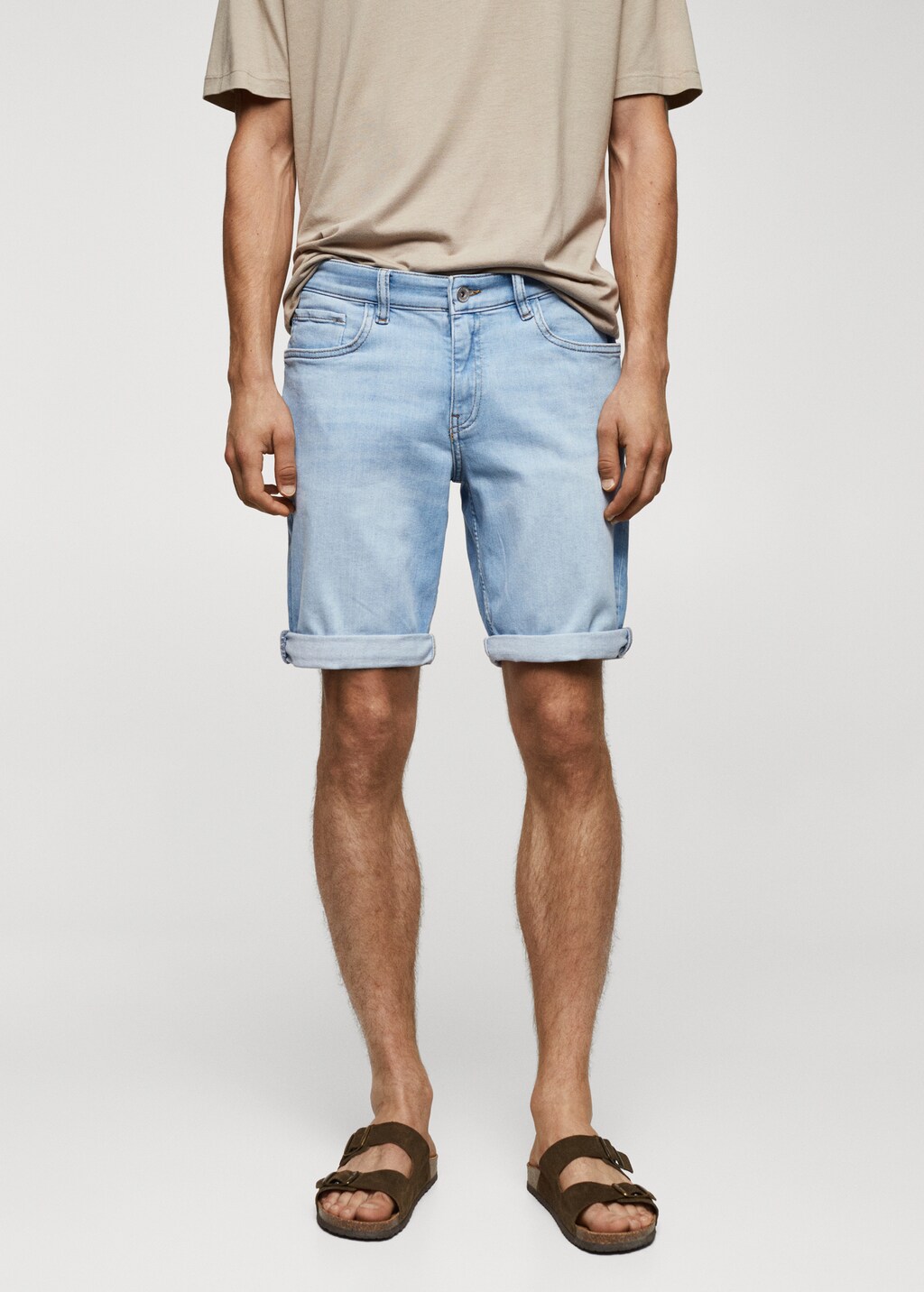 Slim-fit denim bermuda shorts - Medium plane