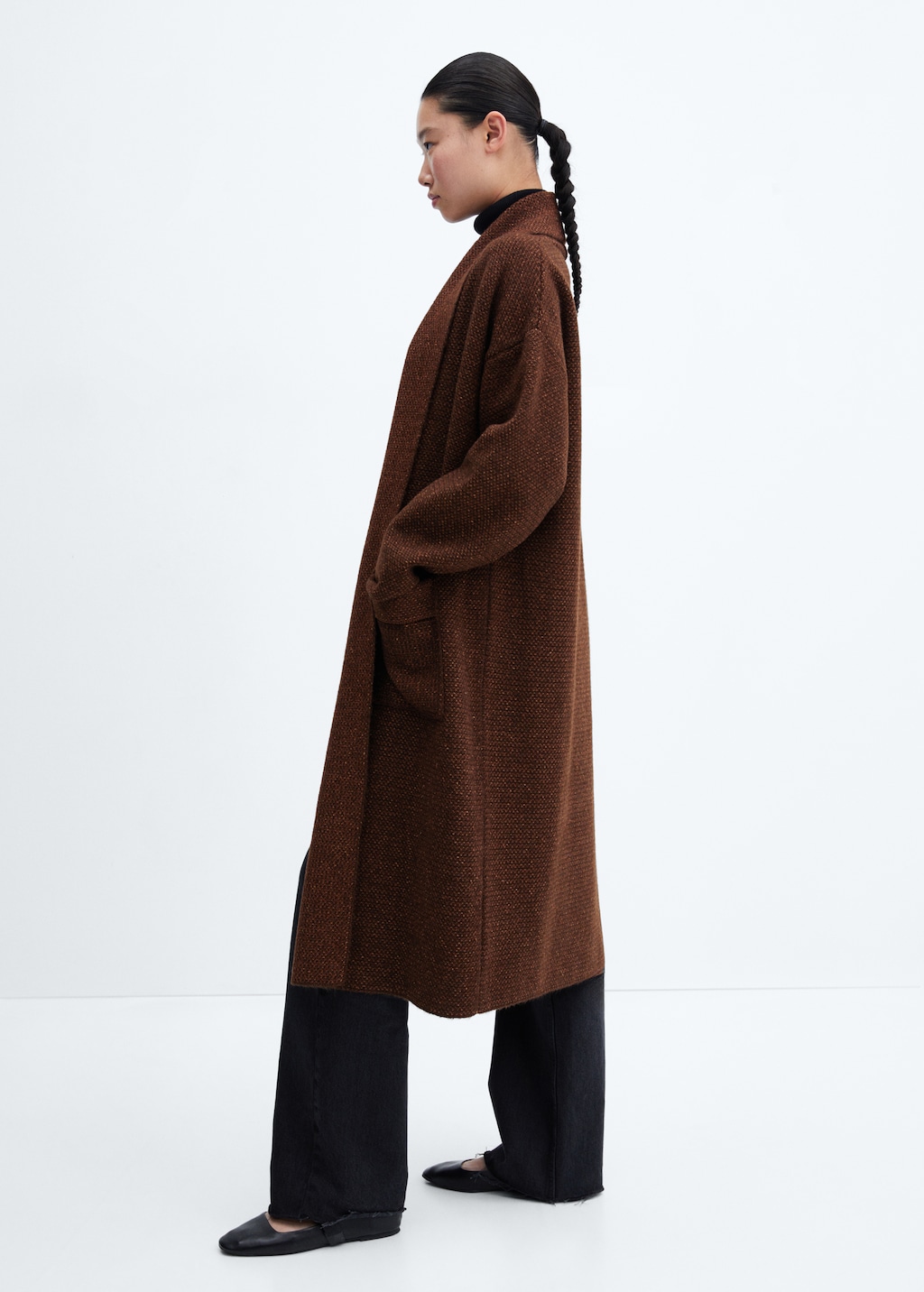 Oversized knitted coat with pockets - Details of the article 4