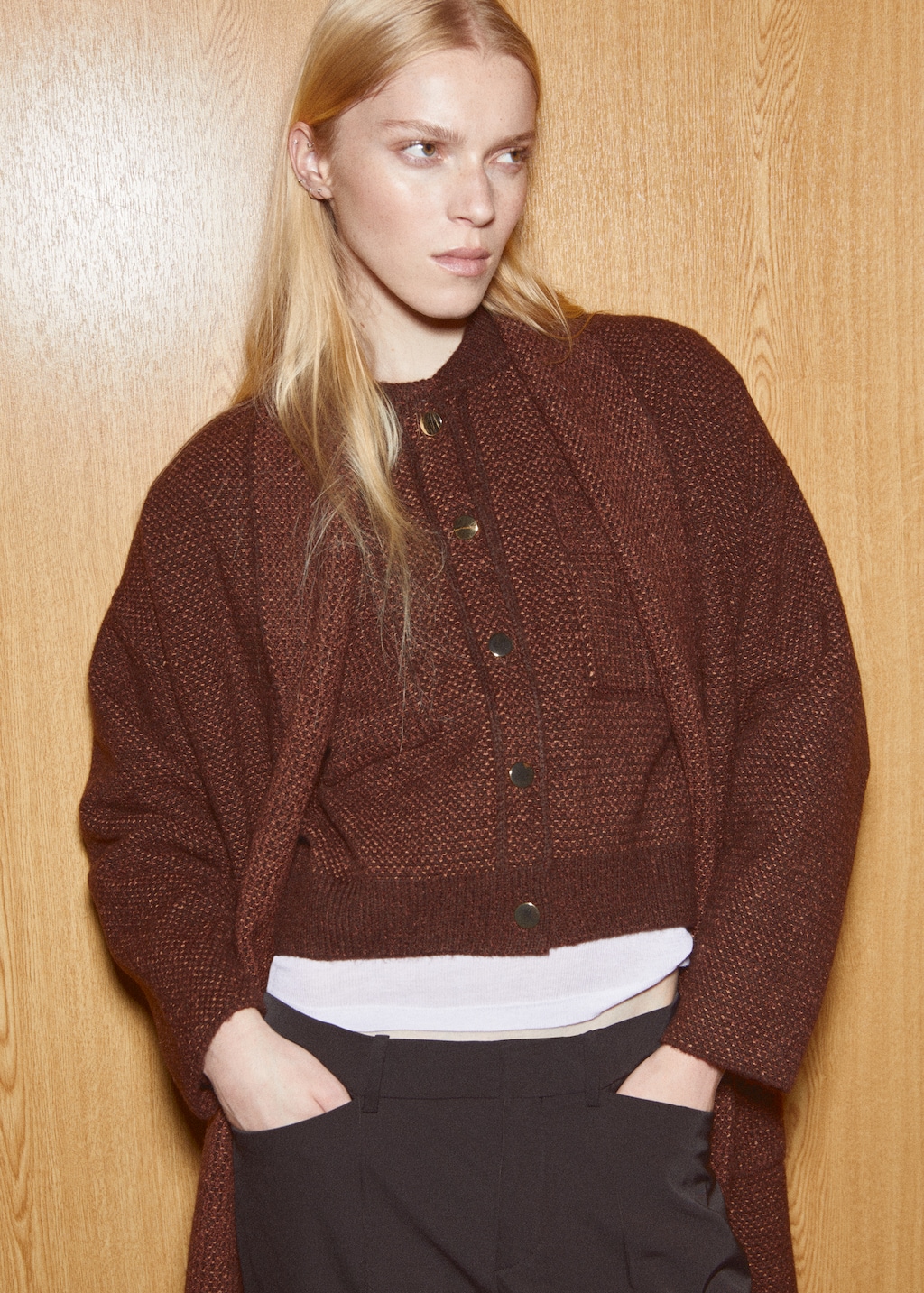 Oversized knitted coat with pockets - Details of the article 6