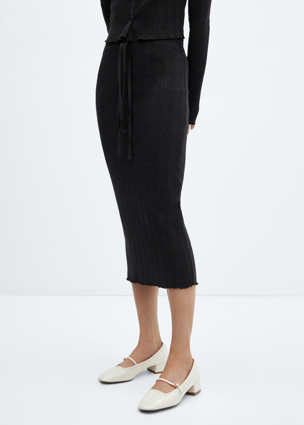 Ribbed midi skirt - Medium plane