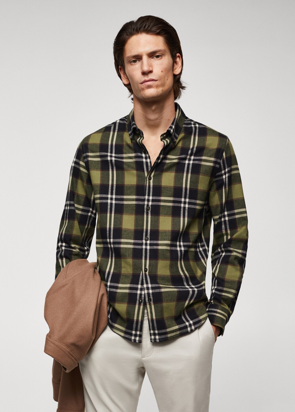 Regular fit checked flannel shirt - Medium plane