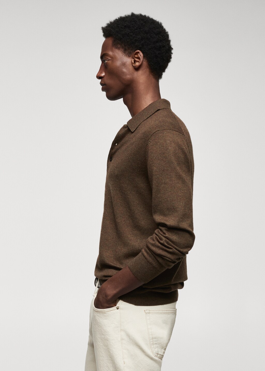 Long-sleeved fleece polo shirt - Details of the article 2