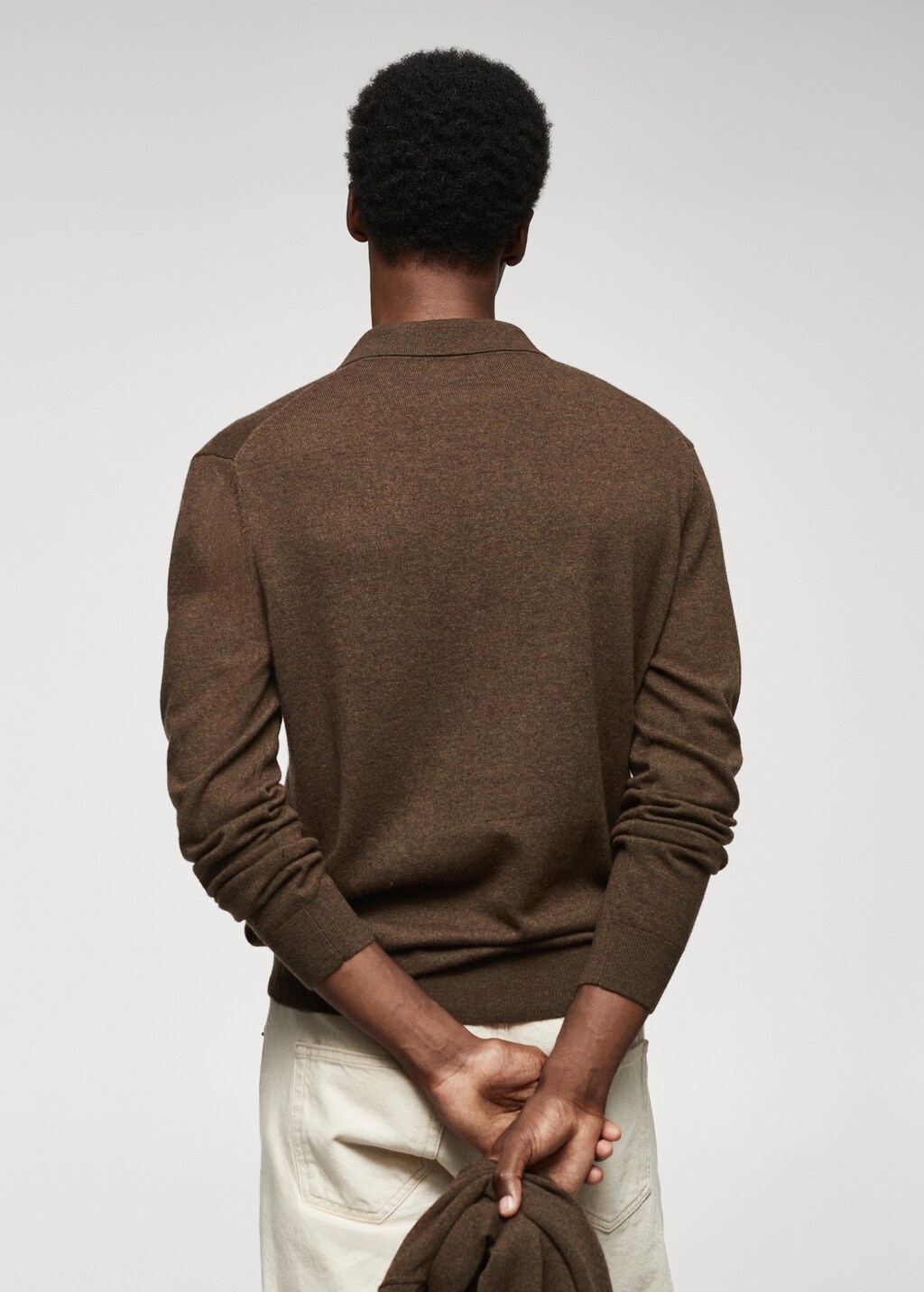 Long-sleeved fleece polo shirt - Reverse of the article