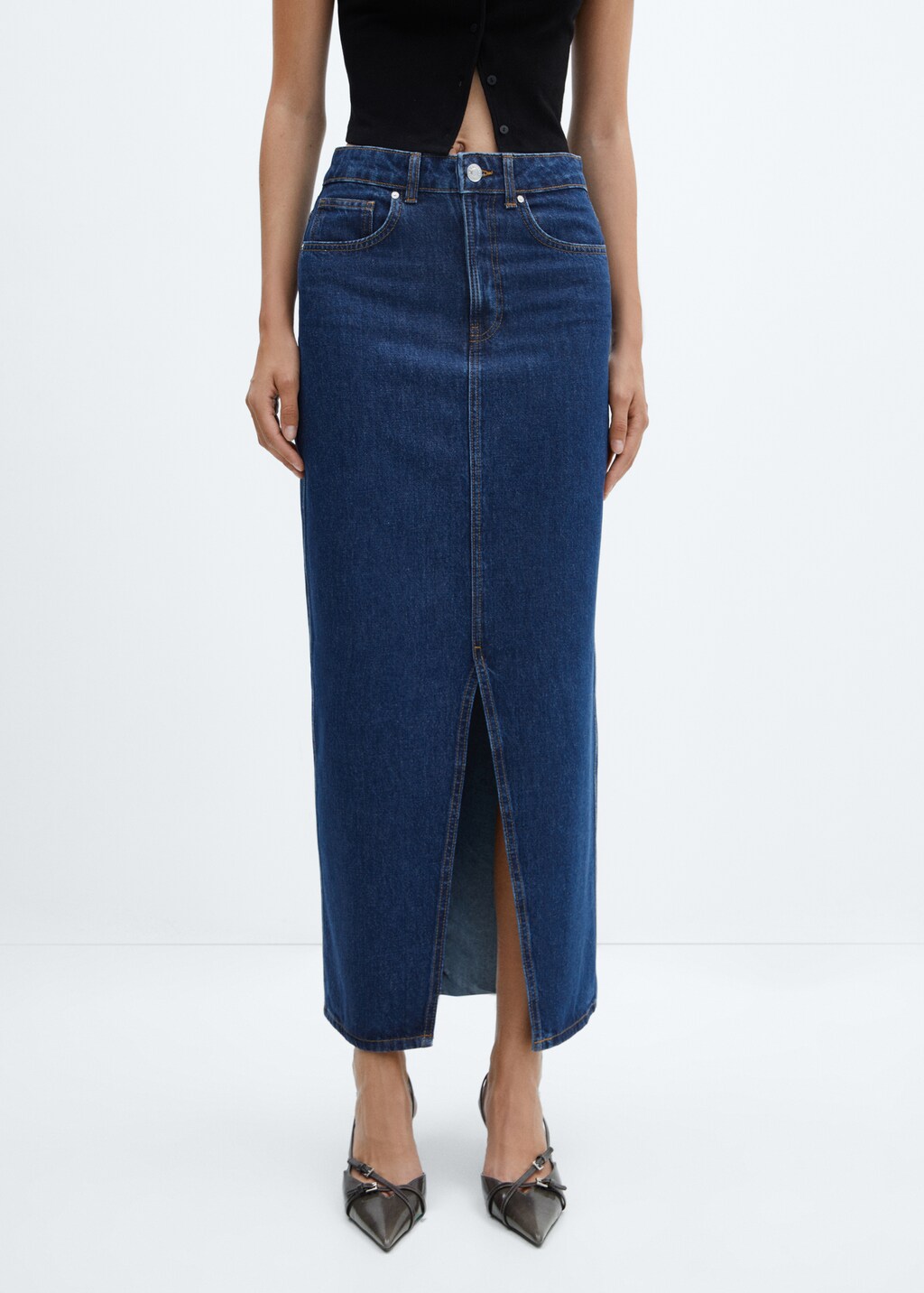 Slit denim skirt - Medium plane