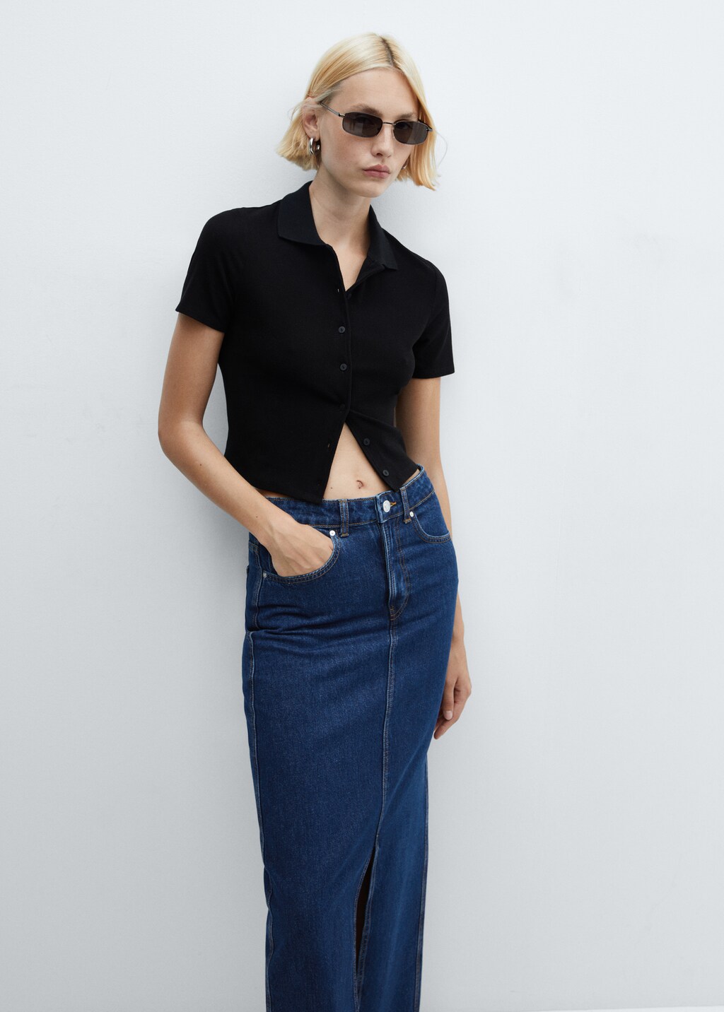 Slit denim skirt - Details of the article 1