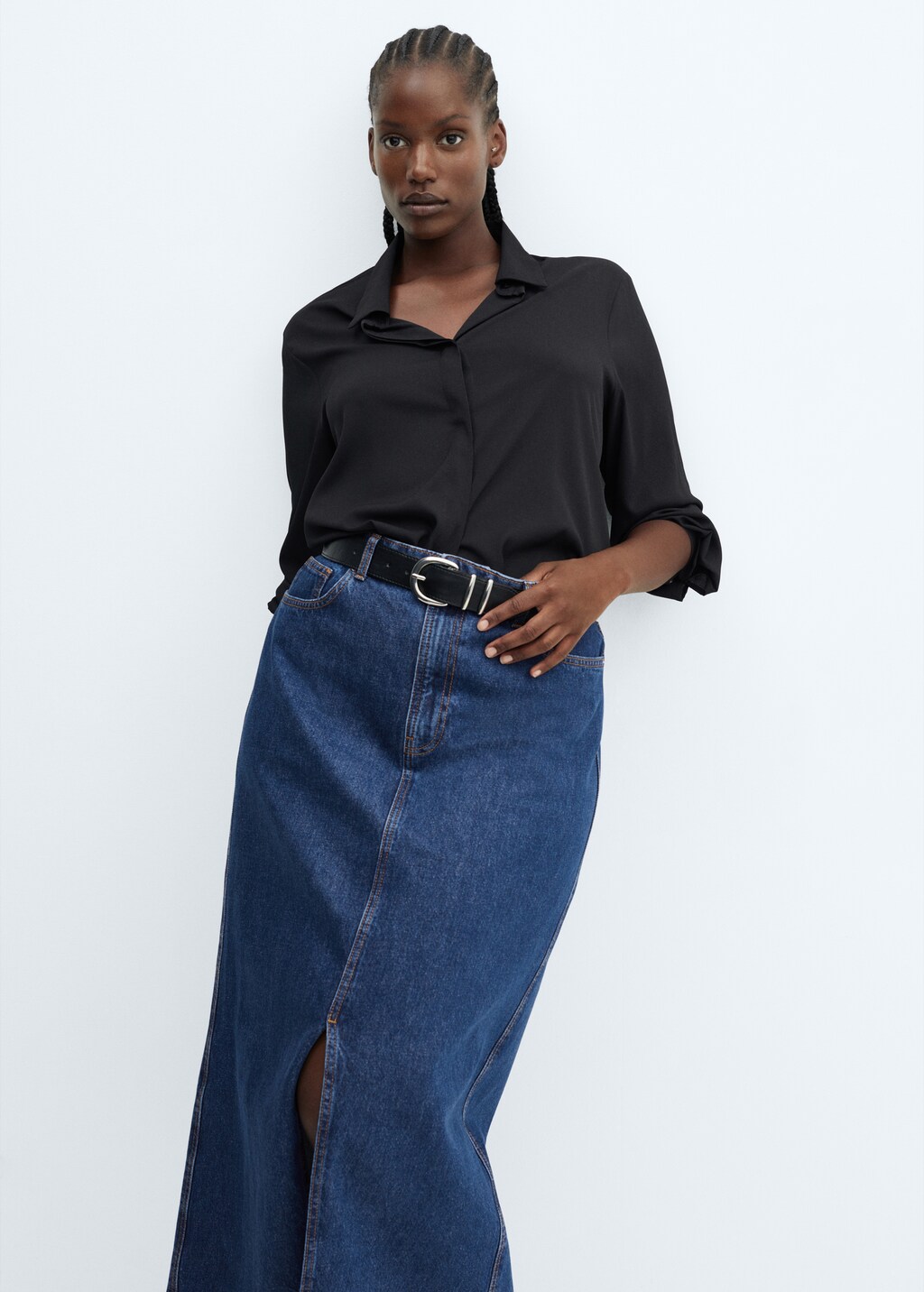 Slit denim skirt - Details of the article 4