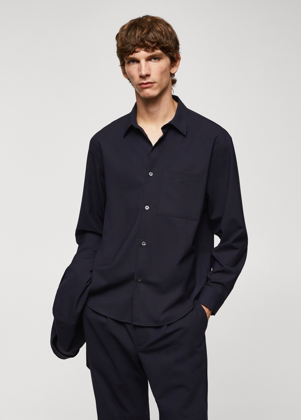 Oversized wool-blend overshirt - Medium plane