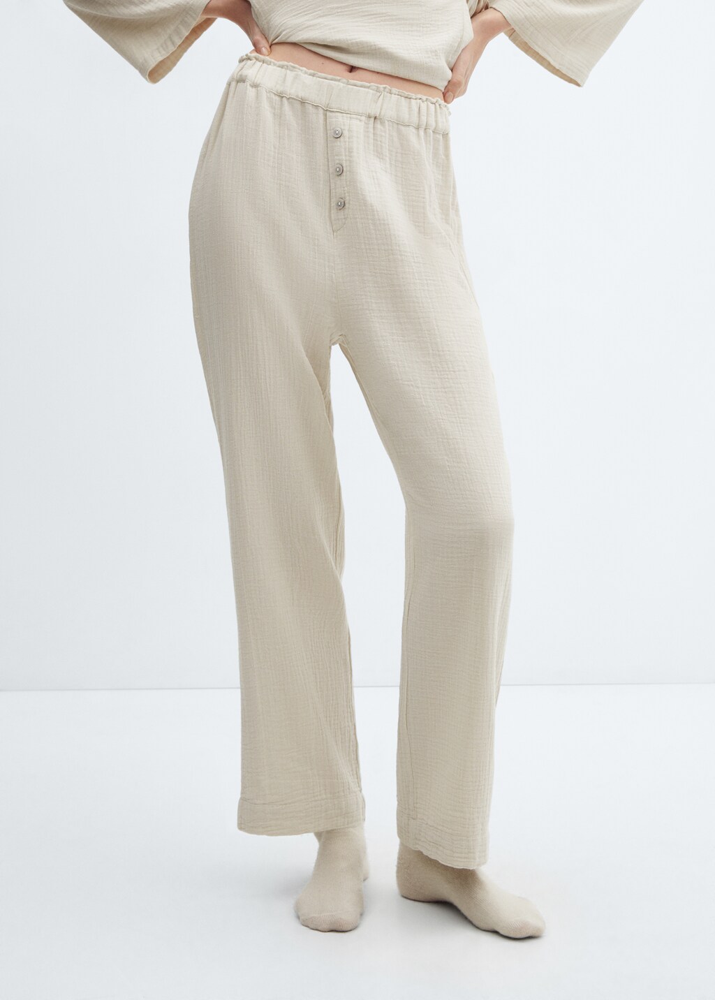 Pantalon pyjama gaze de coton - Plan moyen