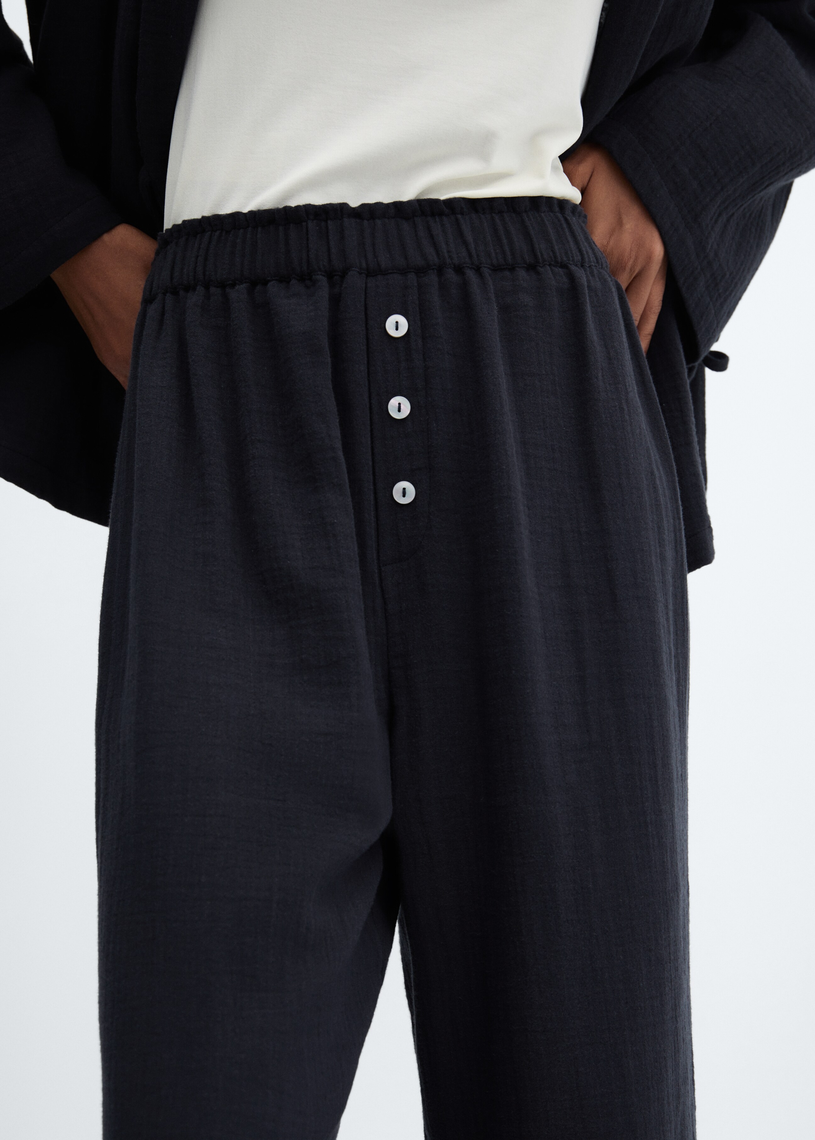 Pyžamové kalhoty z bavlněného šifonu - Detail zboží 6