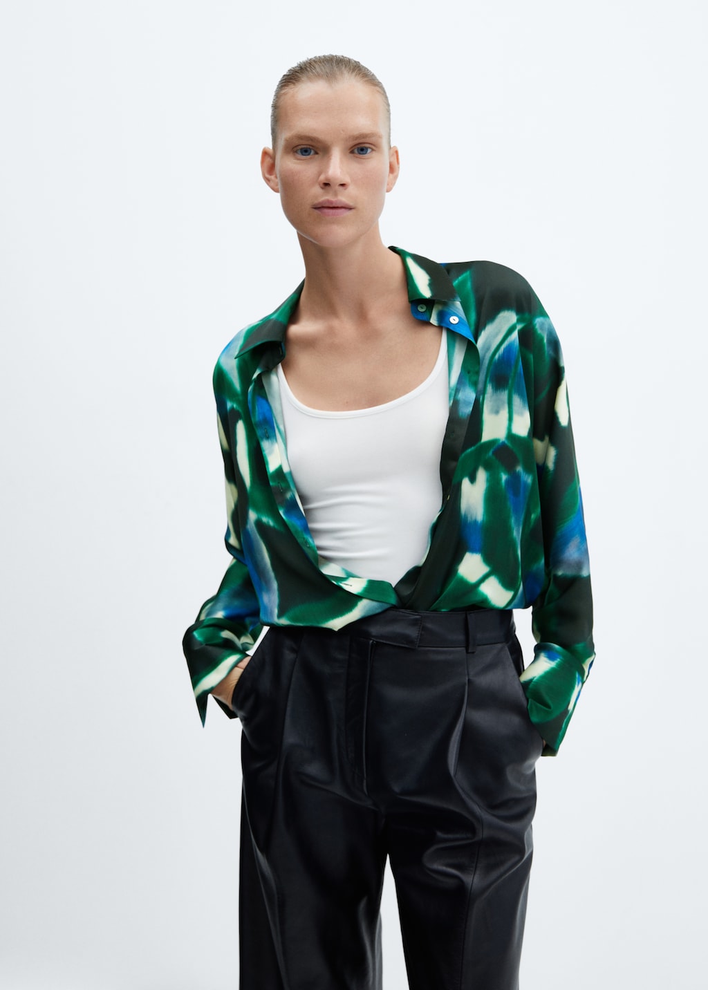 Soepelvallende blouse met print - Middenvlak