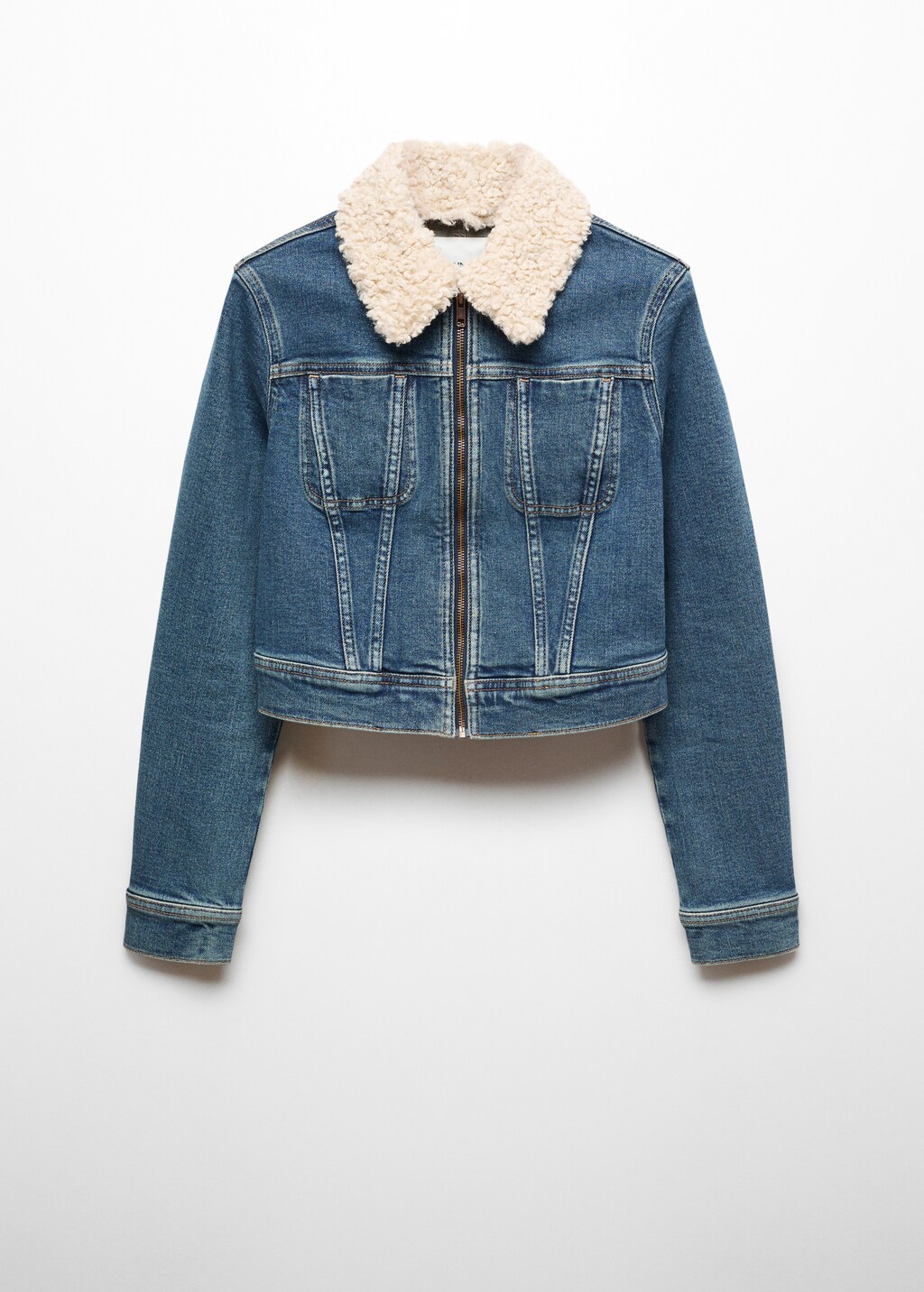 Denim jacket with shearling collar  - Article without model