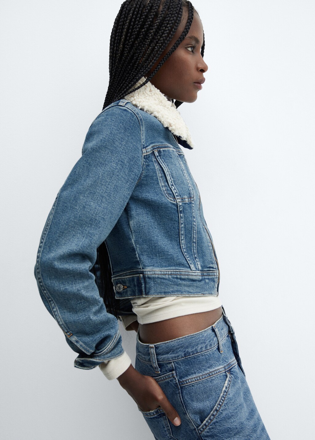 Denim jacket with shearling collar  - Details of the article 2