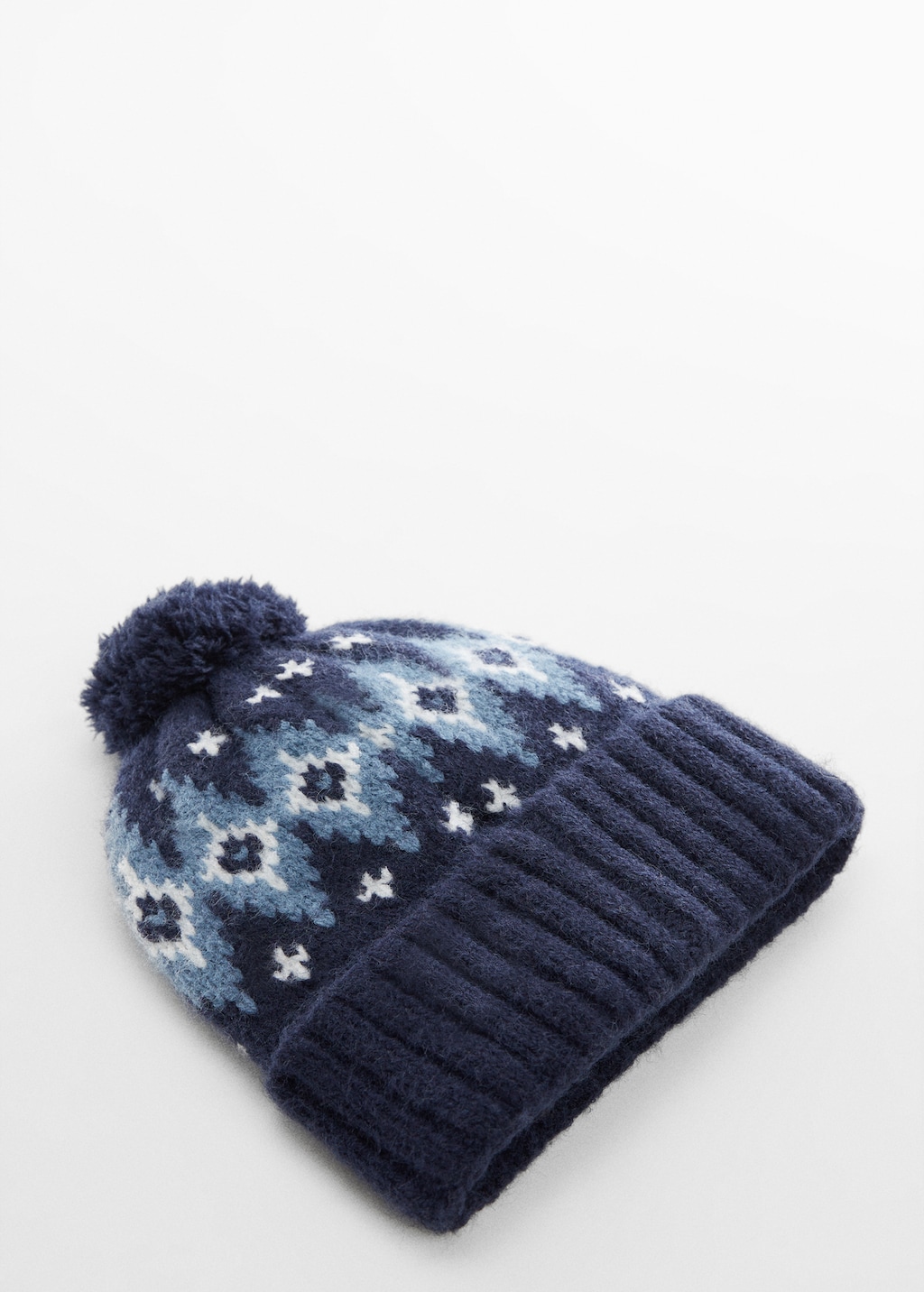 Pompom bicolour knit beanie - Medium plane