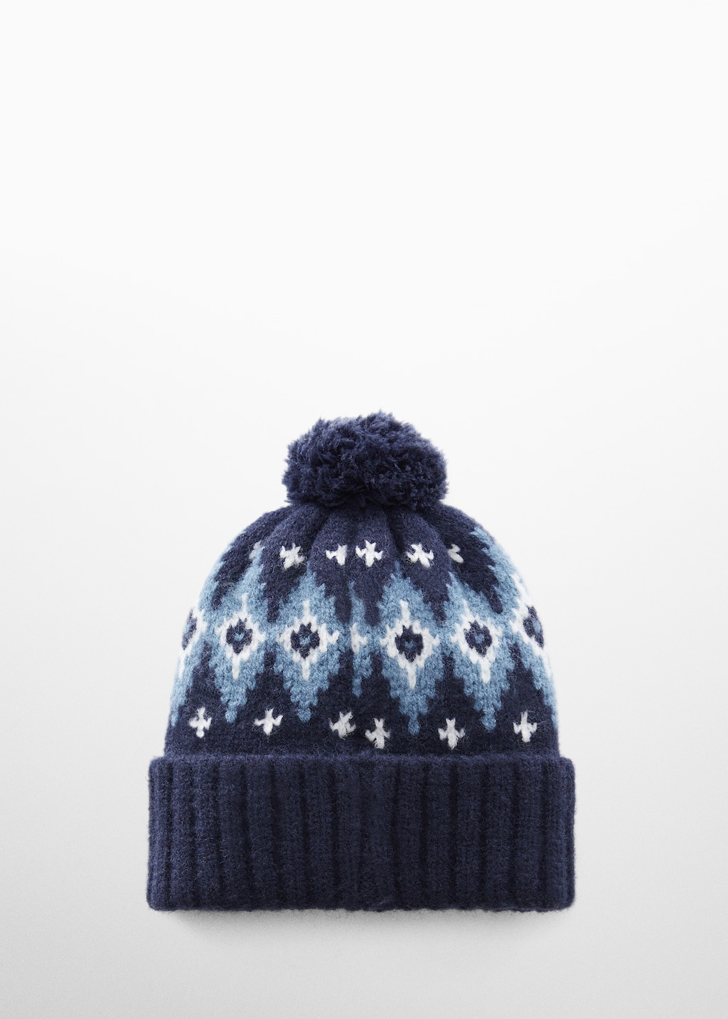 Pompom bicolour knit beanie - Article without model