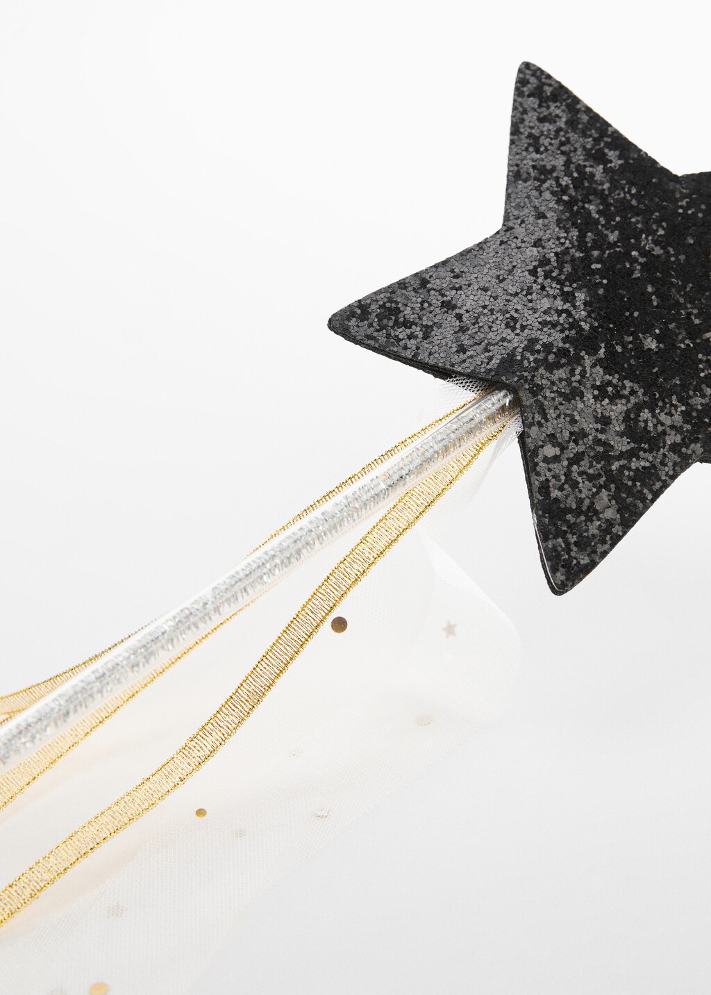 Glitter and tulle star costume wand - Medium plane