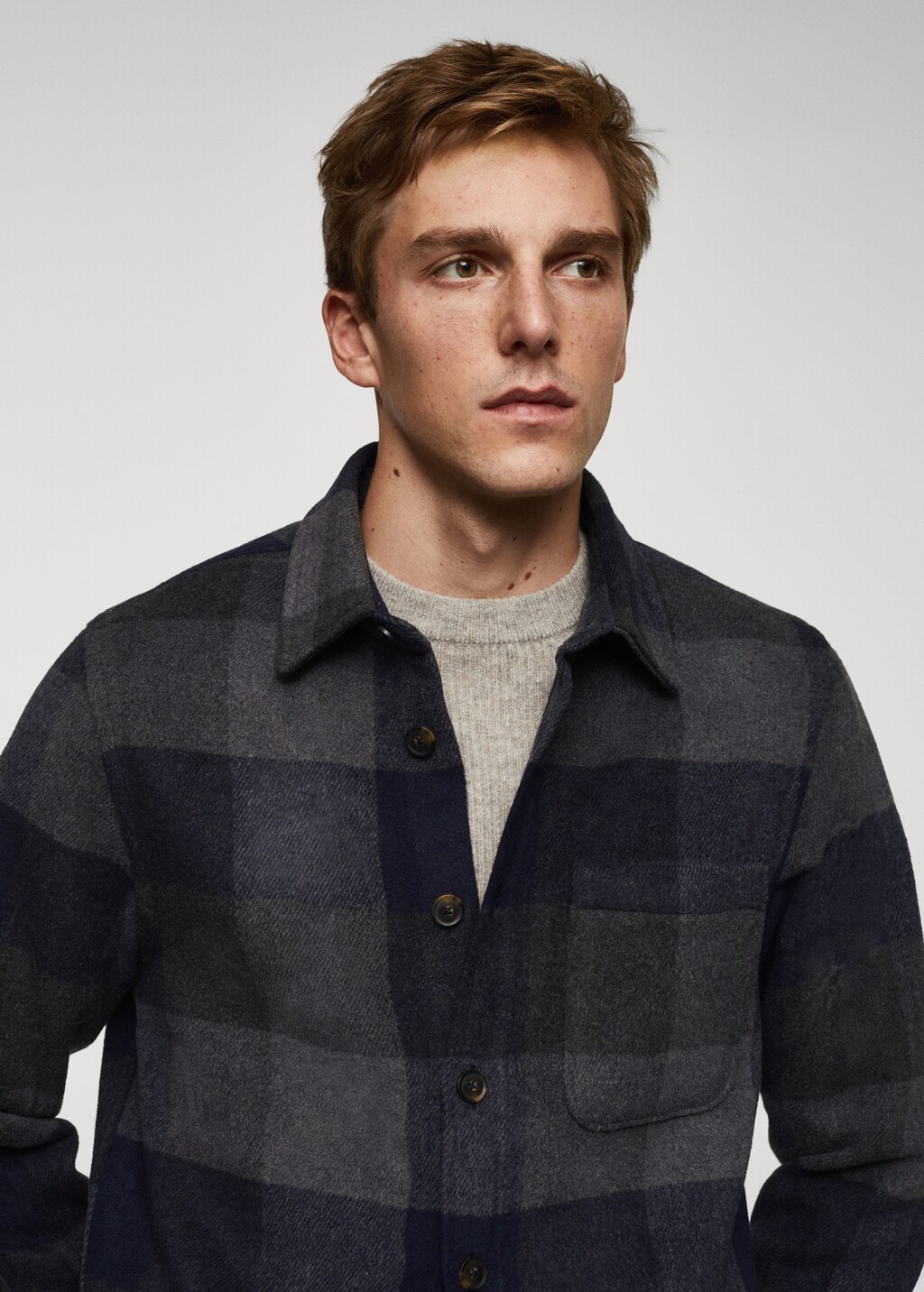 Check wool-blend overshirt - Details of the article 1