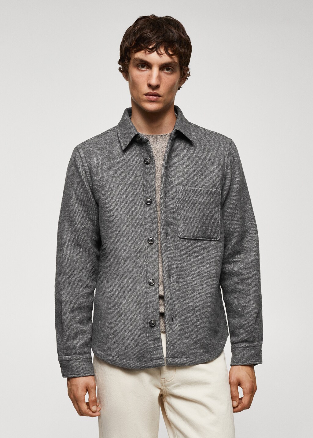 Wool overshirt with pocket - Medium plane