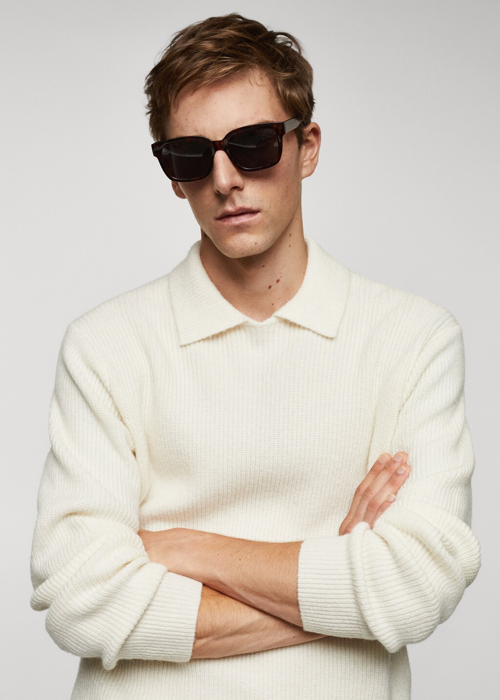 Ribbed wool polo shirt - Details of the article 1