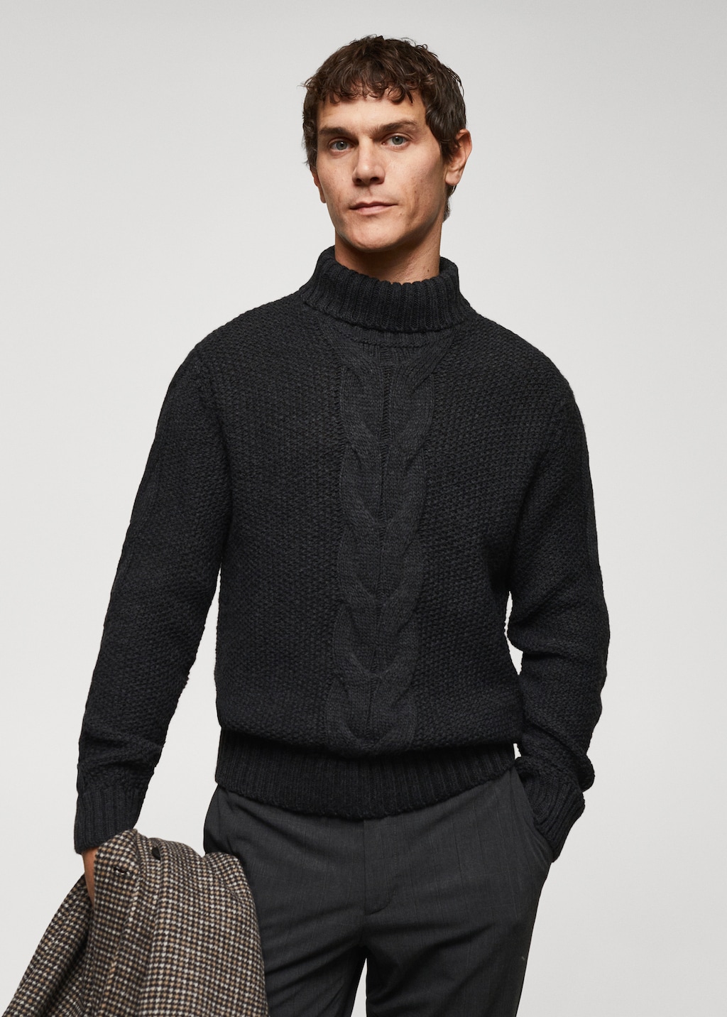 Wool-blend sweater with braided detail - Medium plane