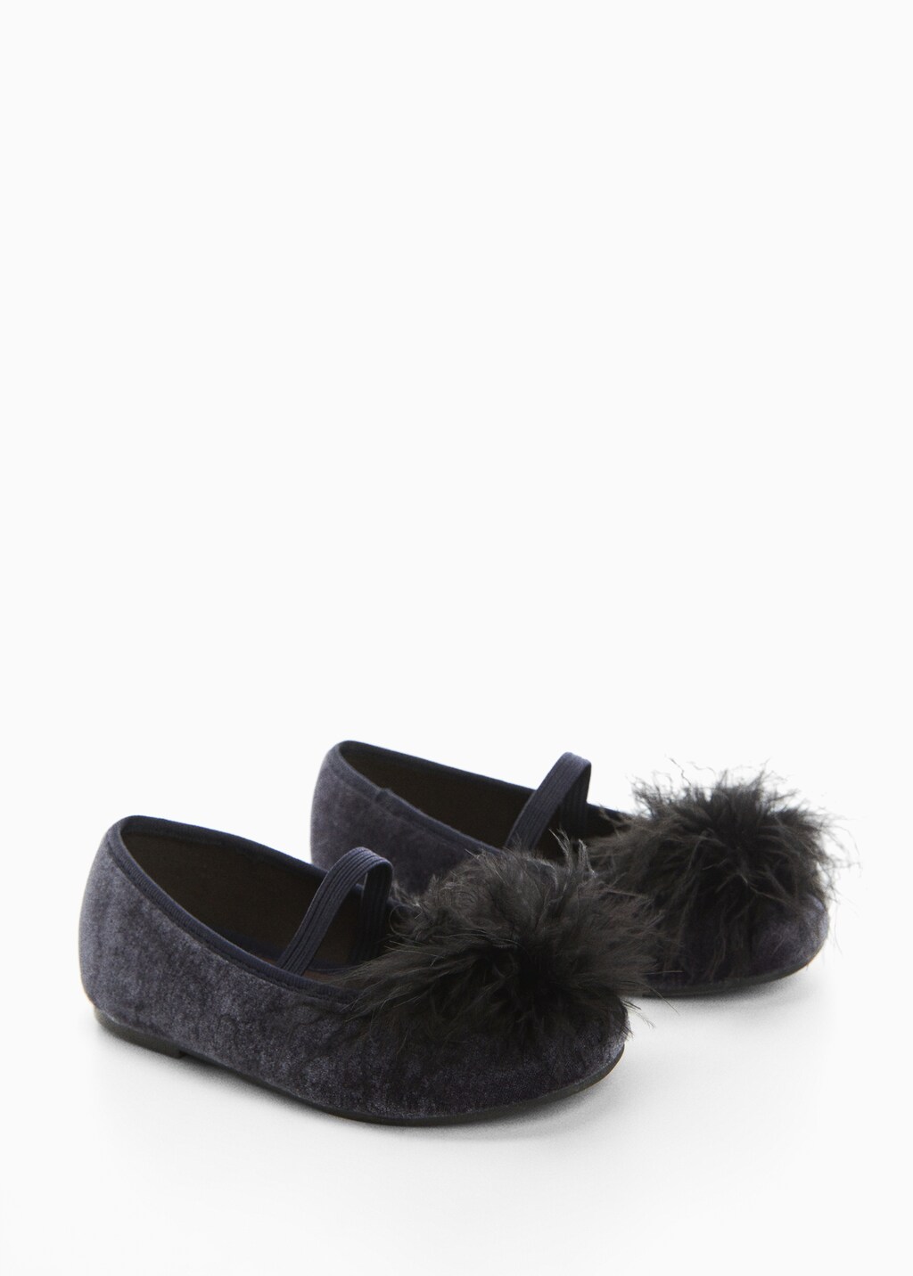 Velvet ballerinas with pom-pom - Medium plane