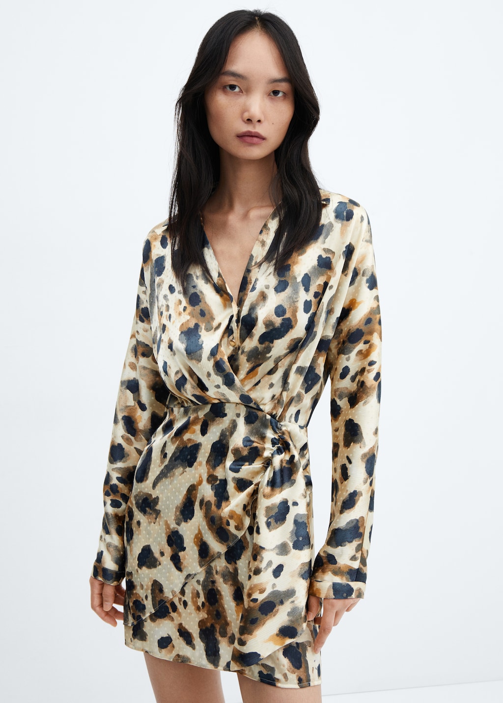 Leopard-print satin dress - Medium plane