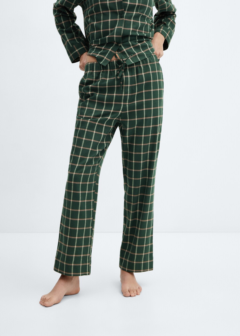 Check flannel pyjama trousers - Medium plane