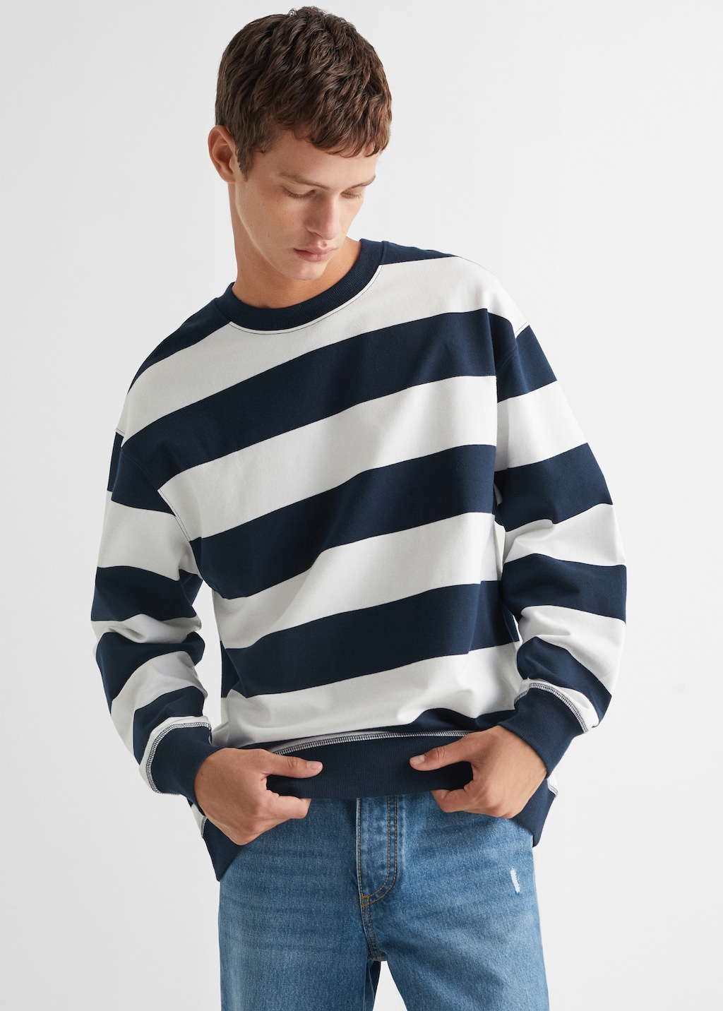 Striped cotton-blend sweatshirt - Medium plane